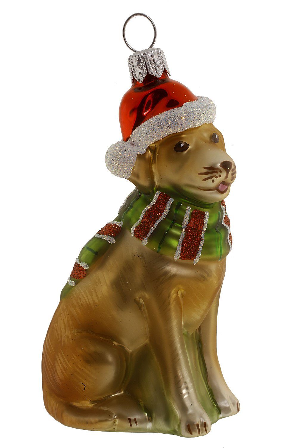 Hamburger Weihnachtskontor mit - Dekohänger Labrador - handdekoriert hell mundgeblasen Christbaumschmuck Schal