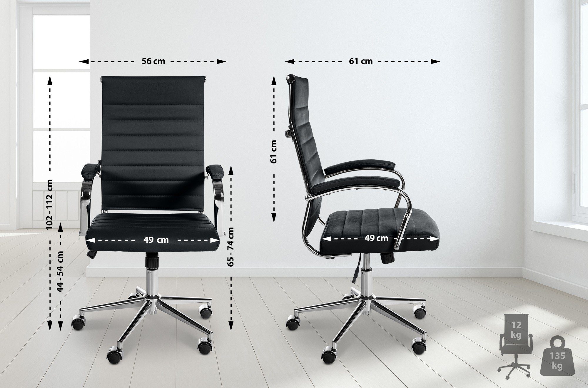 CLP Schreibtischstuhl Mollis, mit Echtleder-Bezug, höhenverstellbar günstig online kaufen