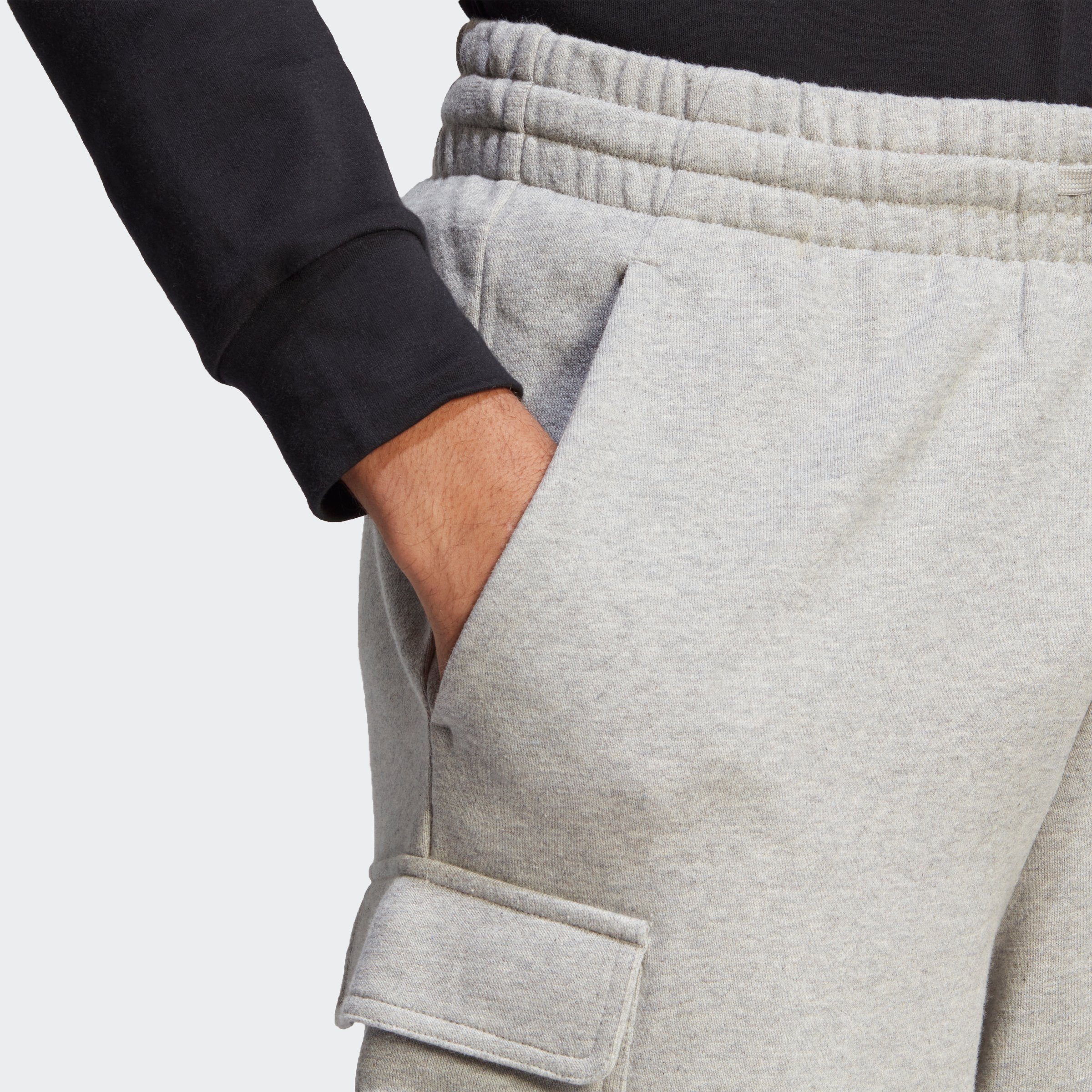 ESSENTIALS Grey TERRY Heather adidas Medium (1-tlg) Sportswear FRENCH CARGOSHORTS Shorts