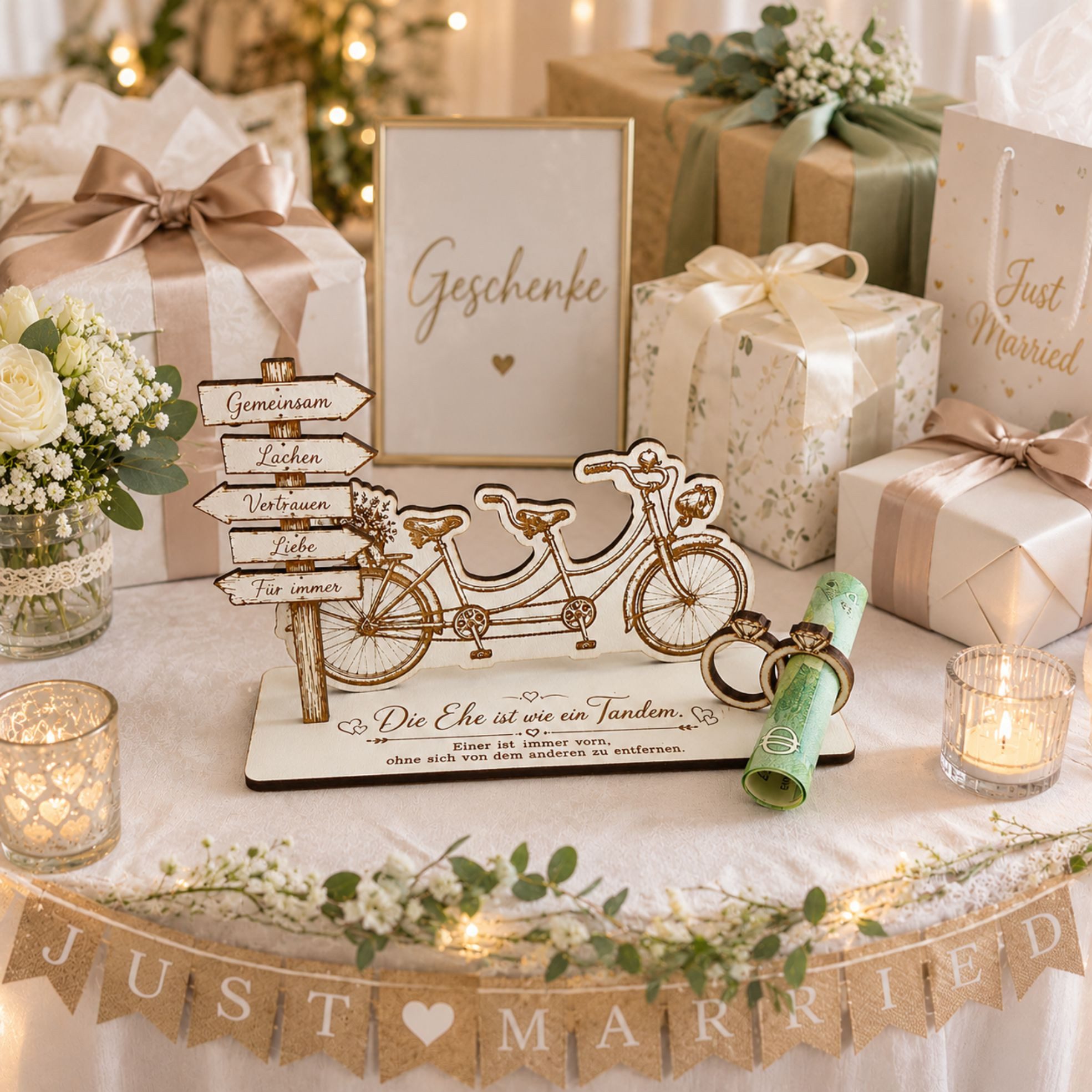 Dekolando Hochzeitskarte Geldgeschenk Hochzeit Tandem Brautpaar Geschenk 14,5 cm – Bild 4 von 5