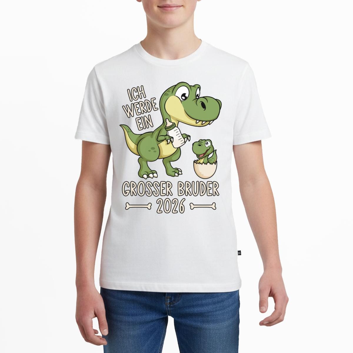 T-Shirt Großer Bruder 2026 Ei Baby Dino Dinosaurier Teenager Premium T-Shirt