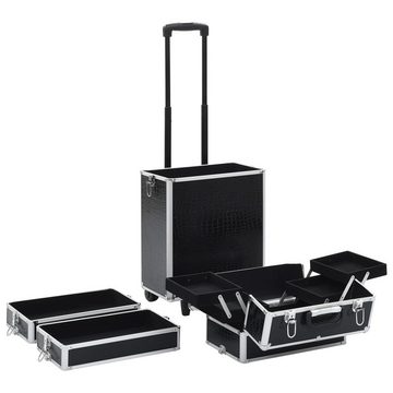vidaXL Kosmetik-Koffer Kosmetikkoffer Aluminium Schwarz mit Krokoprägung