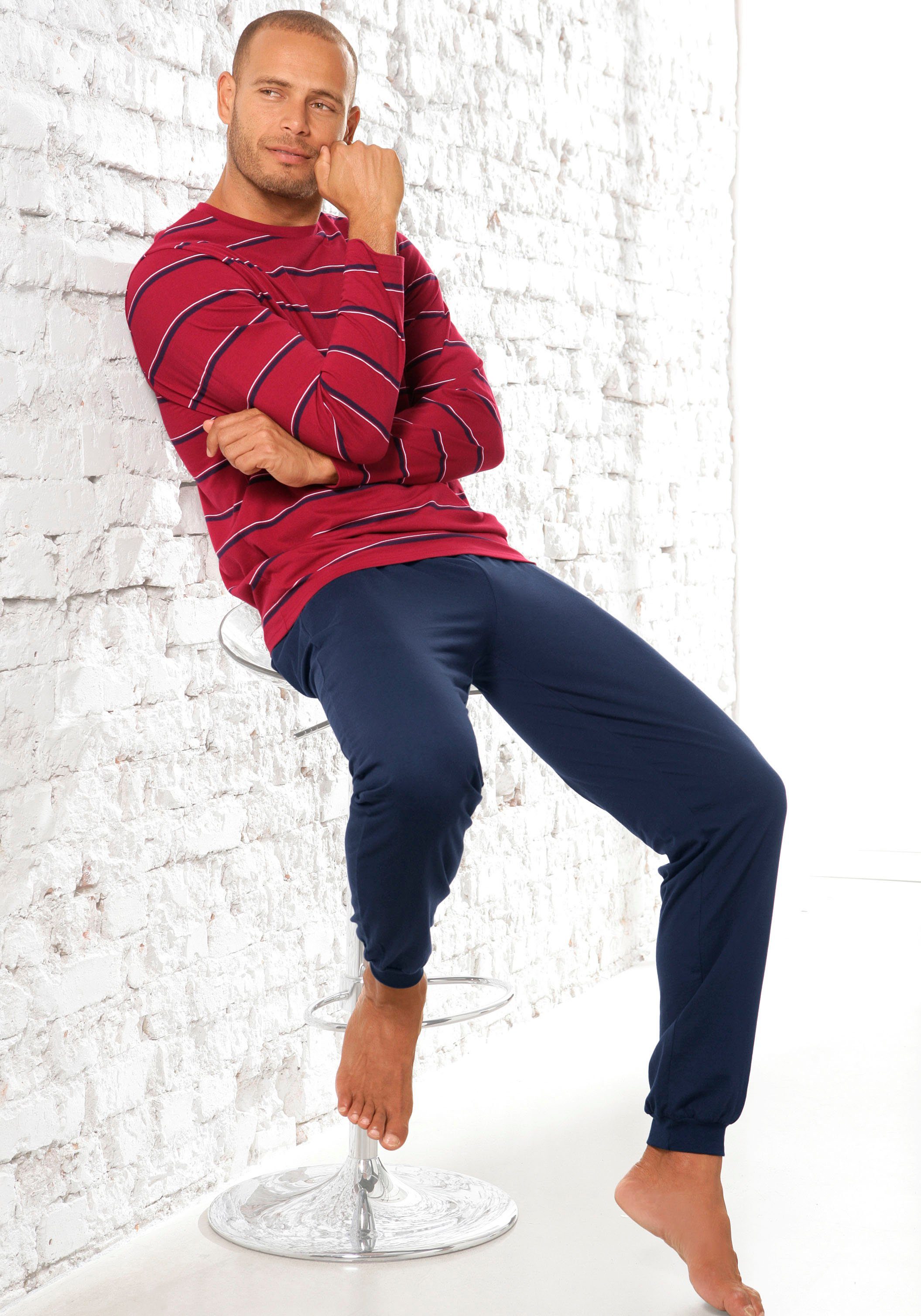 H.I.S Pyjama (2 tlg., 1 Stück) Schlafanzug mit garngefärbten Streifen günstig online kaufen