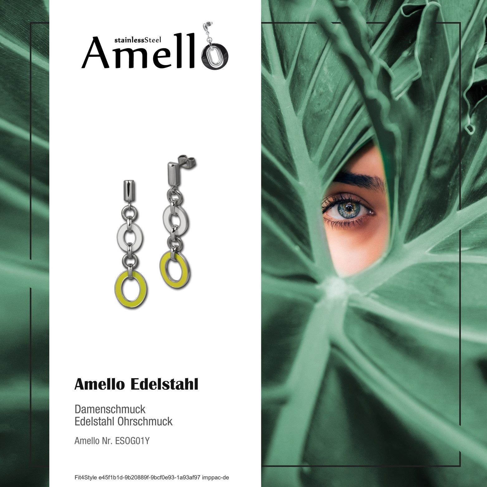 Amello Paar Ohrhänger Amello Ohrringe Edelstahl Ohrhänger Oval (Ohrhänger), Damen Ohrhänger Oval Edelstahl stahlfarben, gelber, weißer Emaillelack
