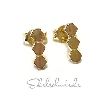 Edelschmiede925 Paar Ohrstecker Ohrring 585/- Gelbgold poliert einfarbig dezent geometrisch