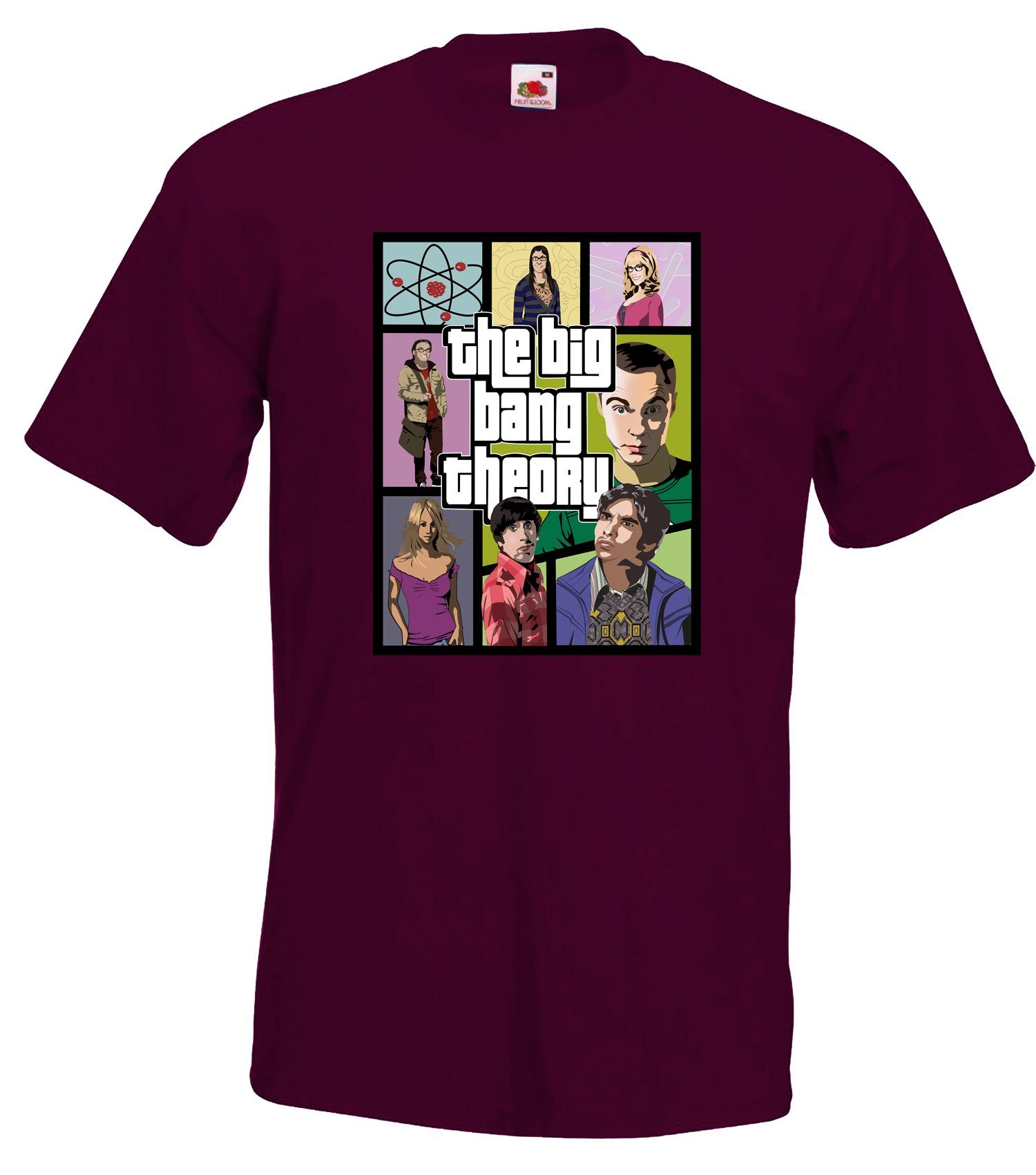 Youth Designz T-Shirt Big Bang Popart Herren Shirt mit trendigem Gaming-Serien Motiv Burgund