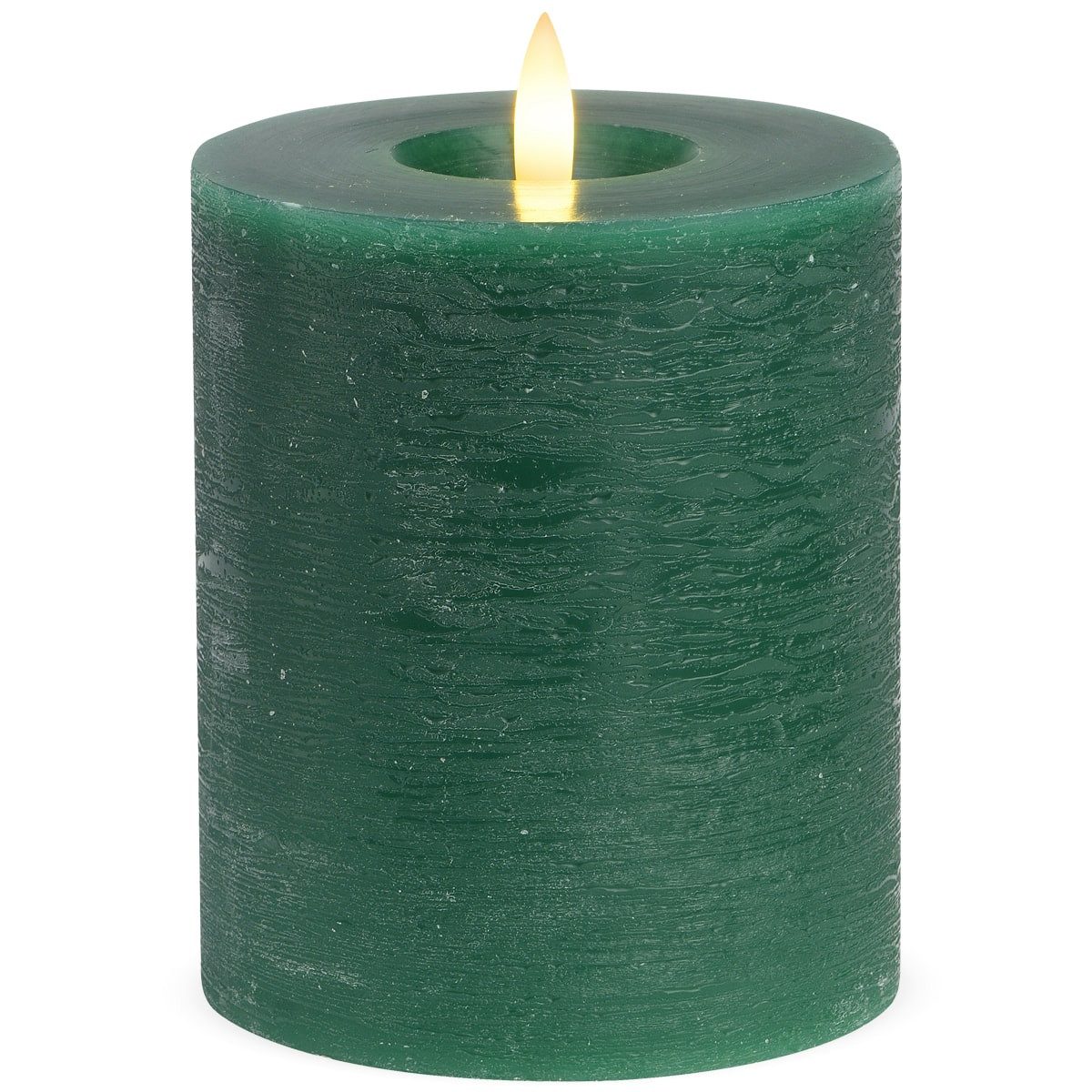 matches21 HOME & HOBBY LED-Kerze LED Stumpen-Kerze Echtwachs-Kerze flackernd, 10x12 cm, grün (1-tlg), Mit beweglicher Flamme, Fernbedienung & Timer für Adventskranz