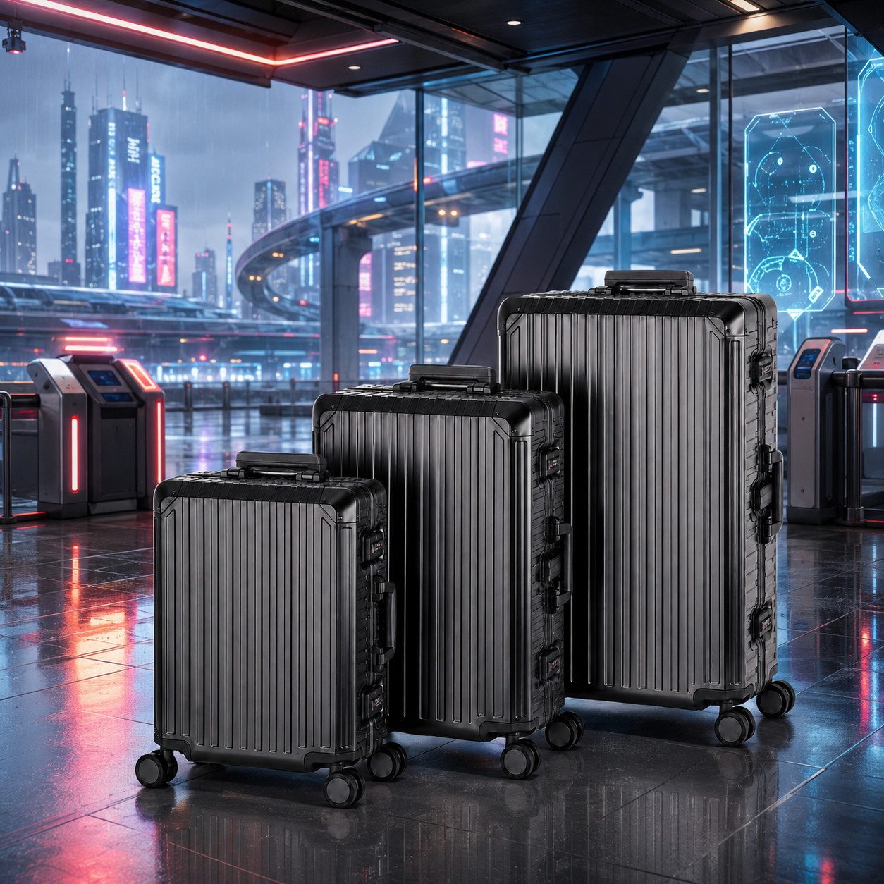 Travelhouse Kofferset 100% Aluminium TOKYO - verschiedene Farben, 4 Rollen, (3 tlg., S+M+L), Zipperless - Kein Reißverschluss, TSA Zahlenschloss, Nassfach