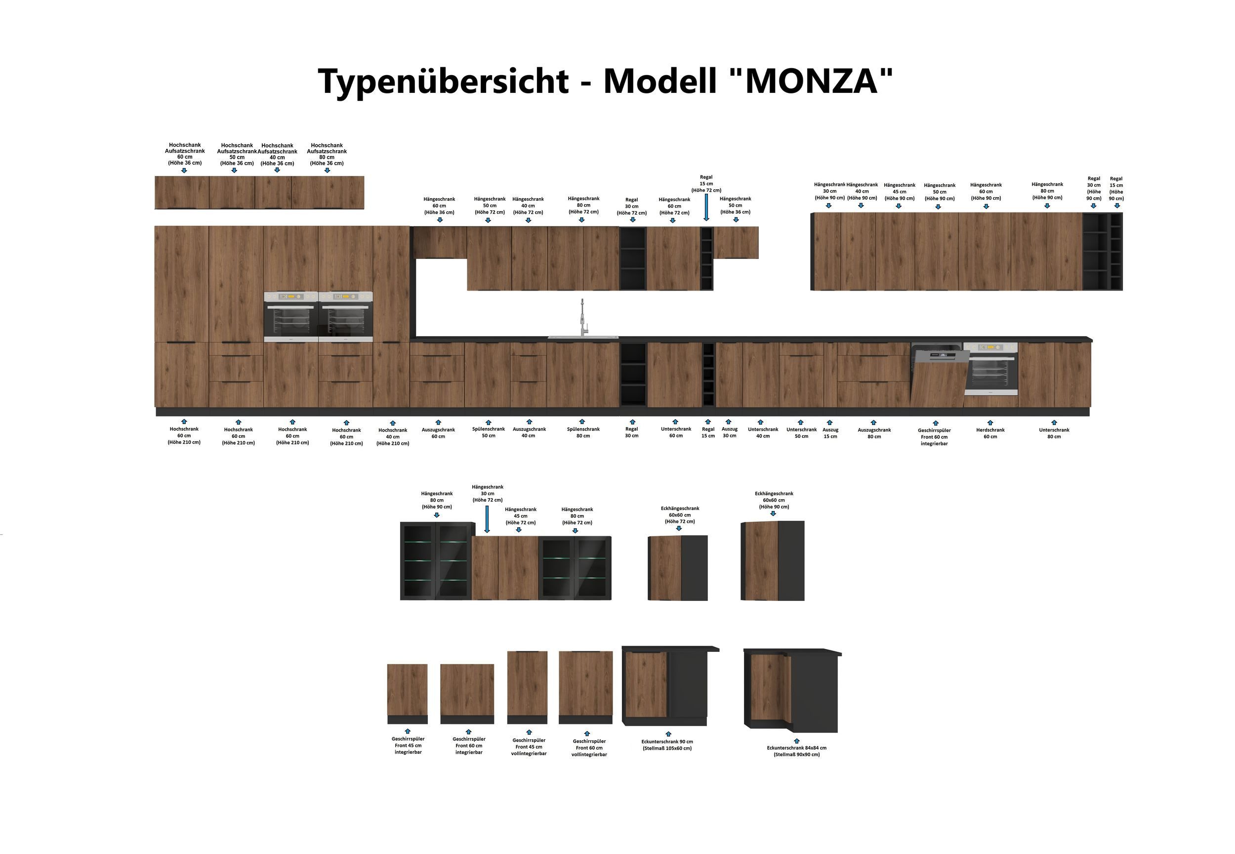 Küchen-Preisbombe Herdumbauschrank 60 cm Küche MONZA Okapi Nußbaum Küchenzeile Küchenblock Einbauküche – Bild 3 von 5