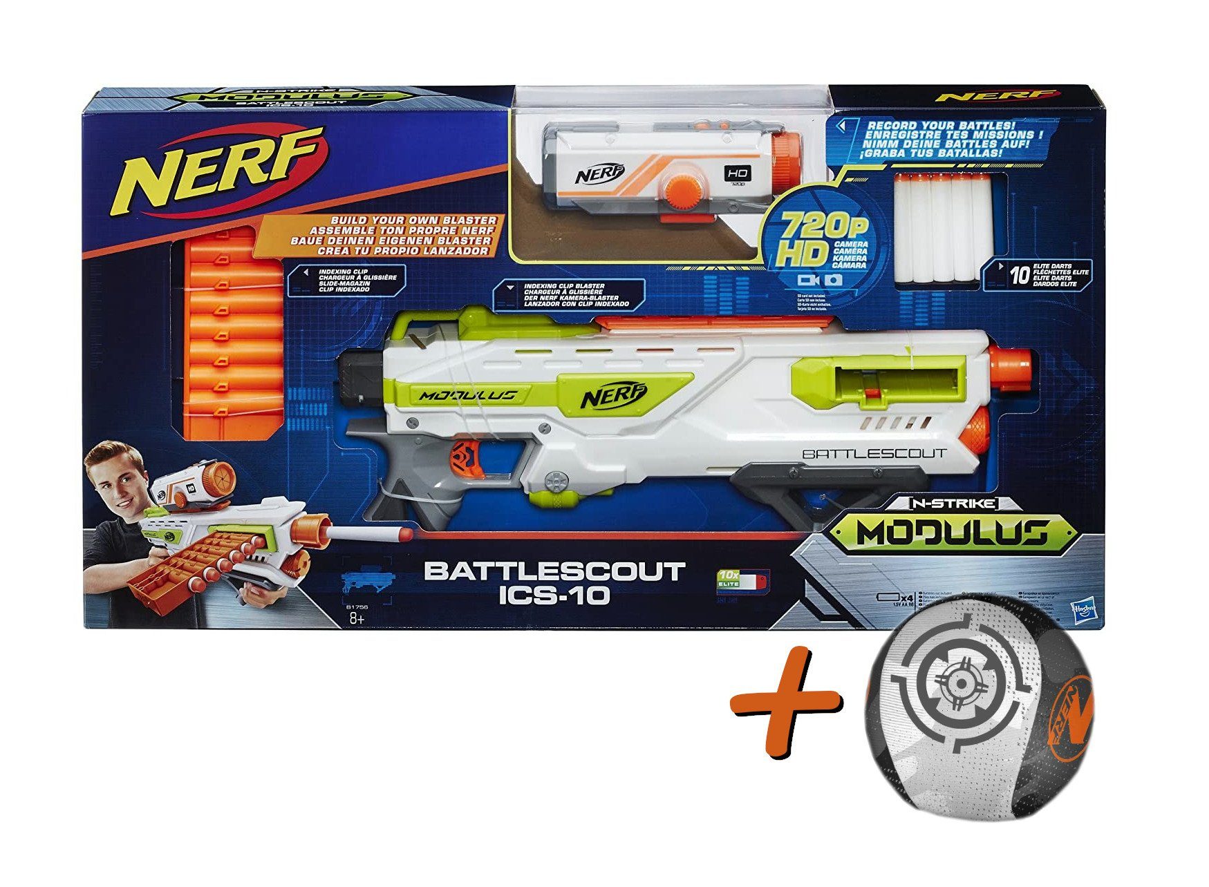 Blaster Nerf N-Strike Elite Modulus Battlescout ICS 10 + Neoprenball