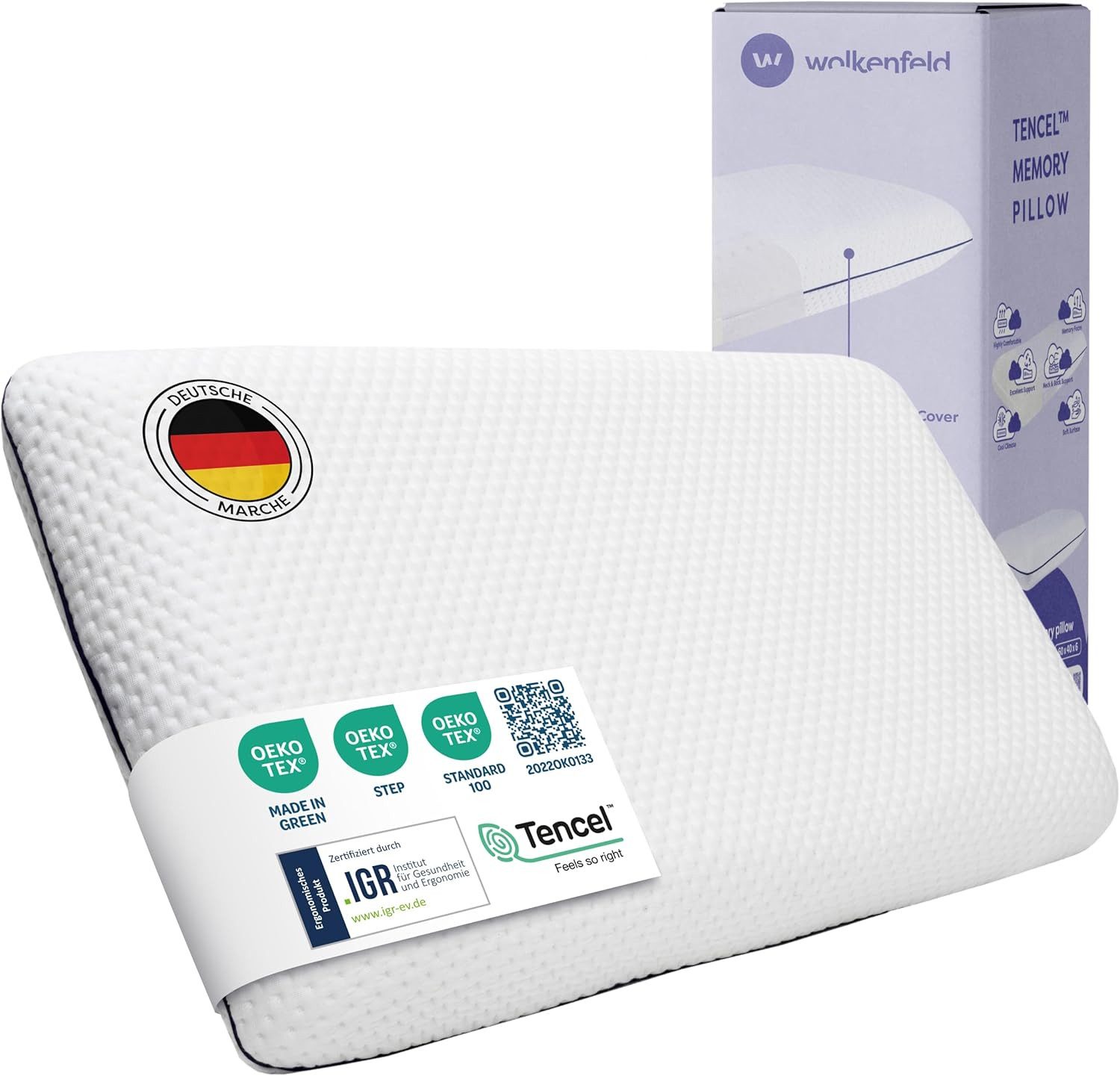 Wolkenfeld Nackenkissen Eron Nackenstützkissen, 1-tlg., Optimaler Support für Nacken, Rücken und Schultern – Tencel-Faser