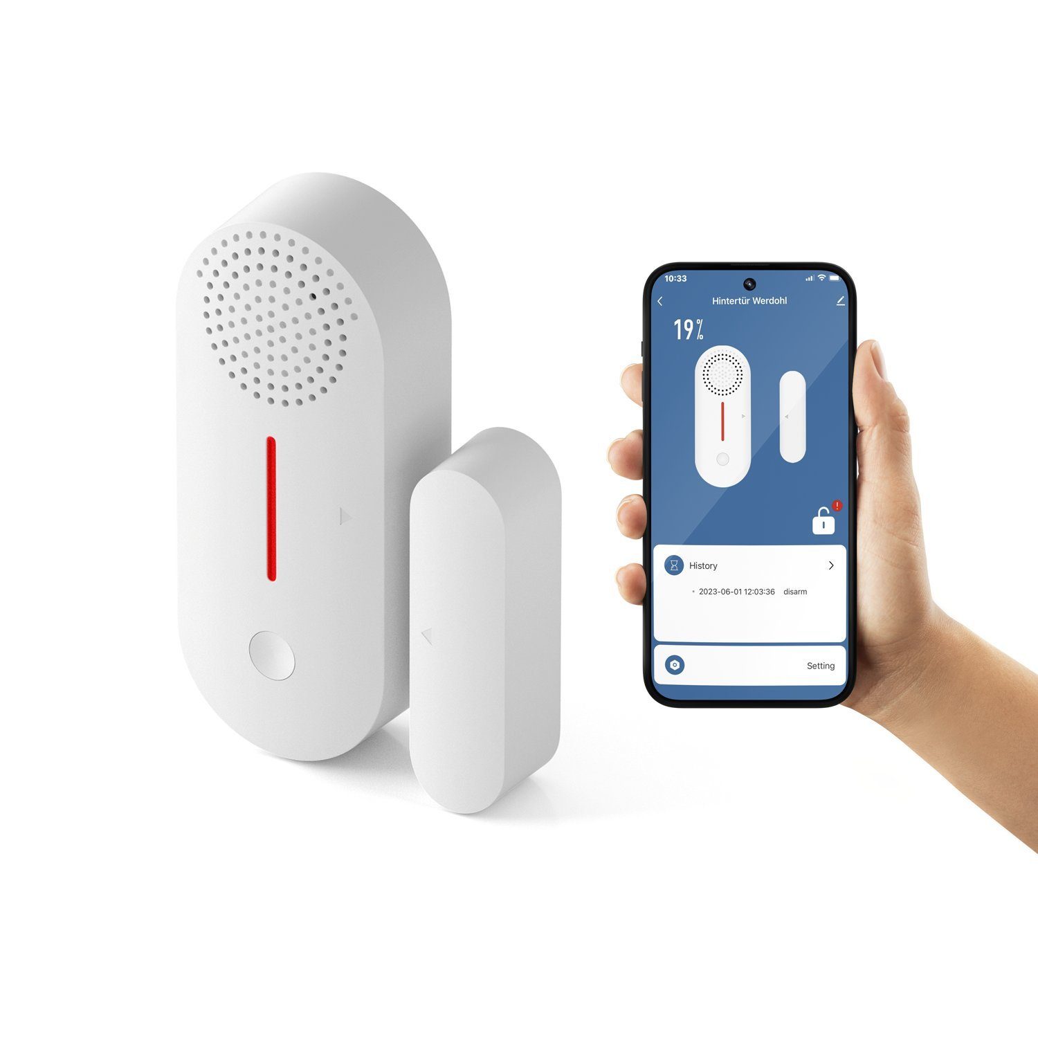 XCOAST SMARTER WLAN TÜR- und FENSTERALARM, Tür-/Fenstersensor, Türöffnungsmelder (EINBRUCHSCHUTZ, APP-BENACHRICHTIGUNG, AKKUSTISCHER ALARM, KEIN HUB, KABELLOS)