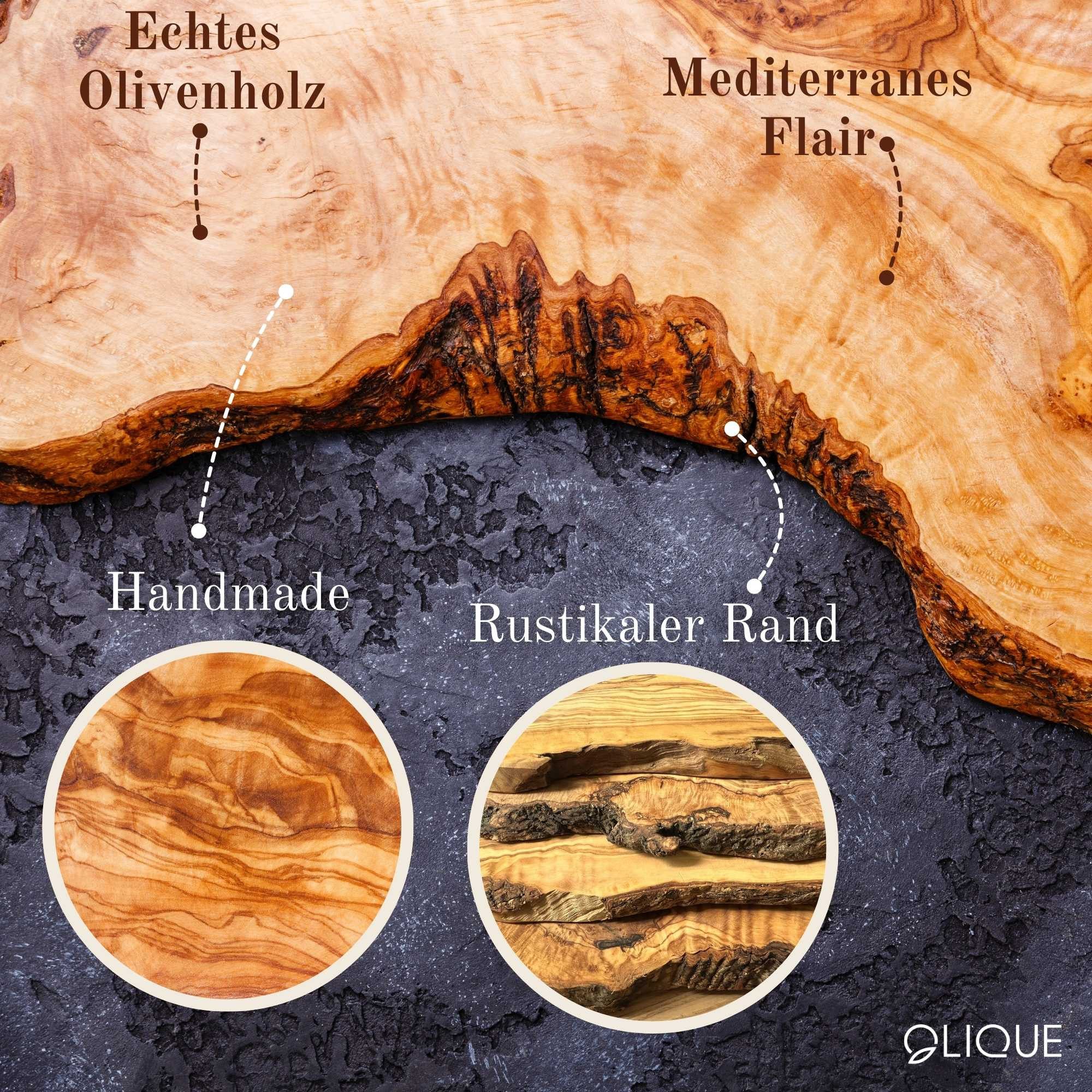 OLIQUE Futterstation für Katzen aus Olivenholz - Handgefertigte Katzenfutterstation, Porzellan