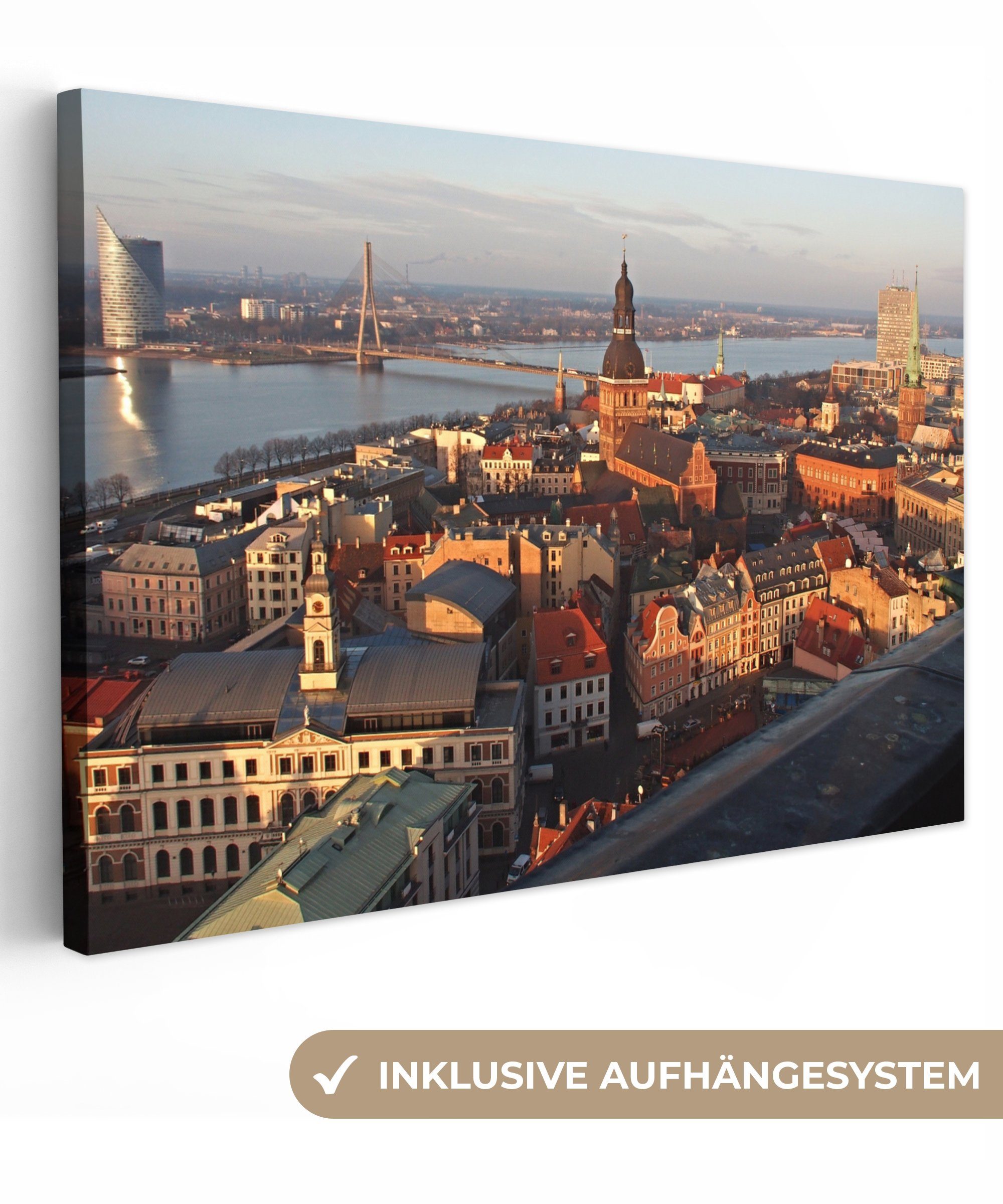 OneMillionCanvasses® Leinwandbild Altstadt von Riga Fotodruck, (1 St), Wandbild Leinwandbilder, Aufhängefertig, Wanddeko, 30x20 cm