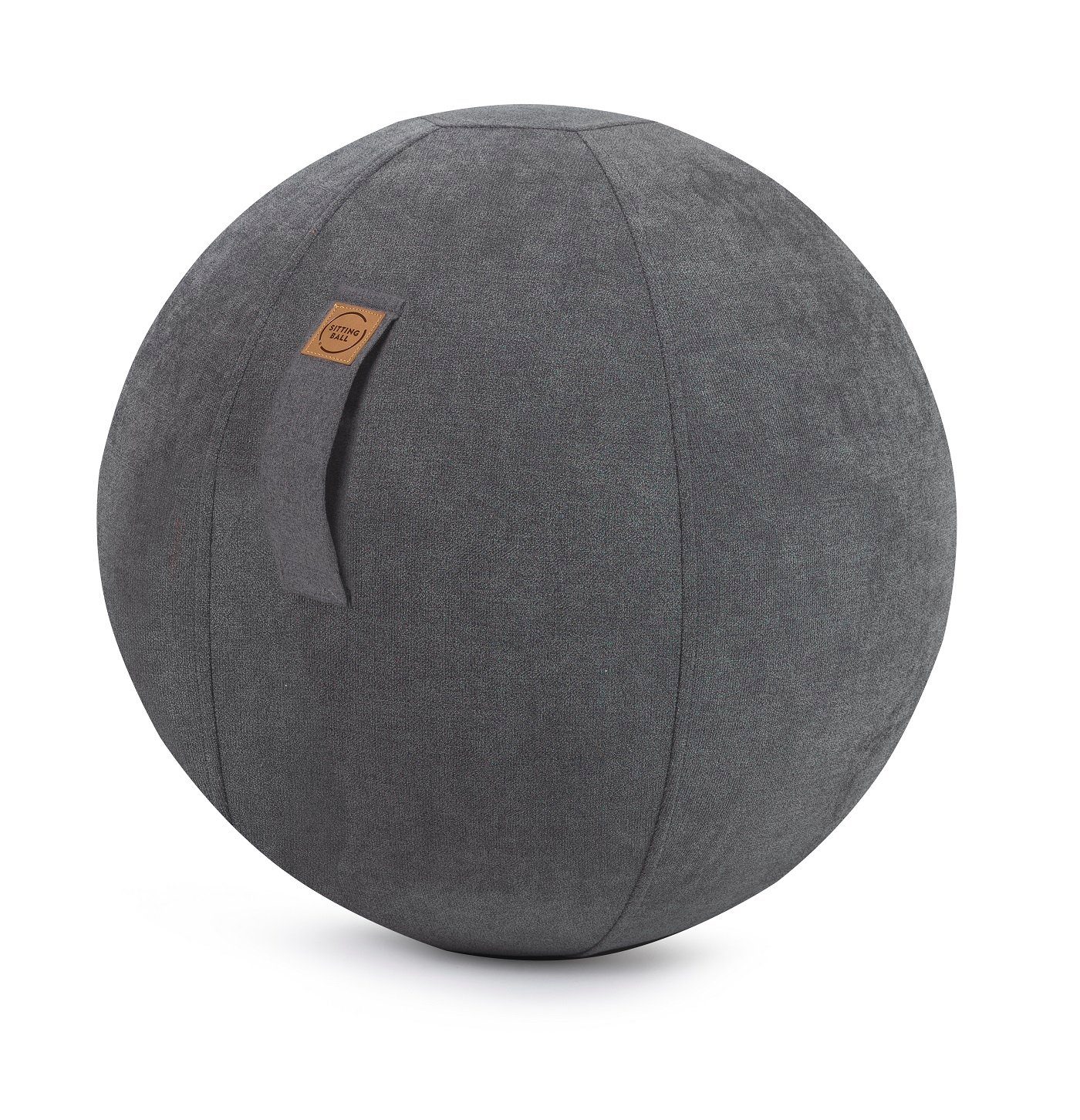 Magma Heimtex Sitzball Sitzball Alfa Velour Magma - Sitting Ball - Größe 65 cm Ø in verschiedenen Farben Sitzmöbel Wohnaccessoire mit Griff Anthrazit