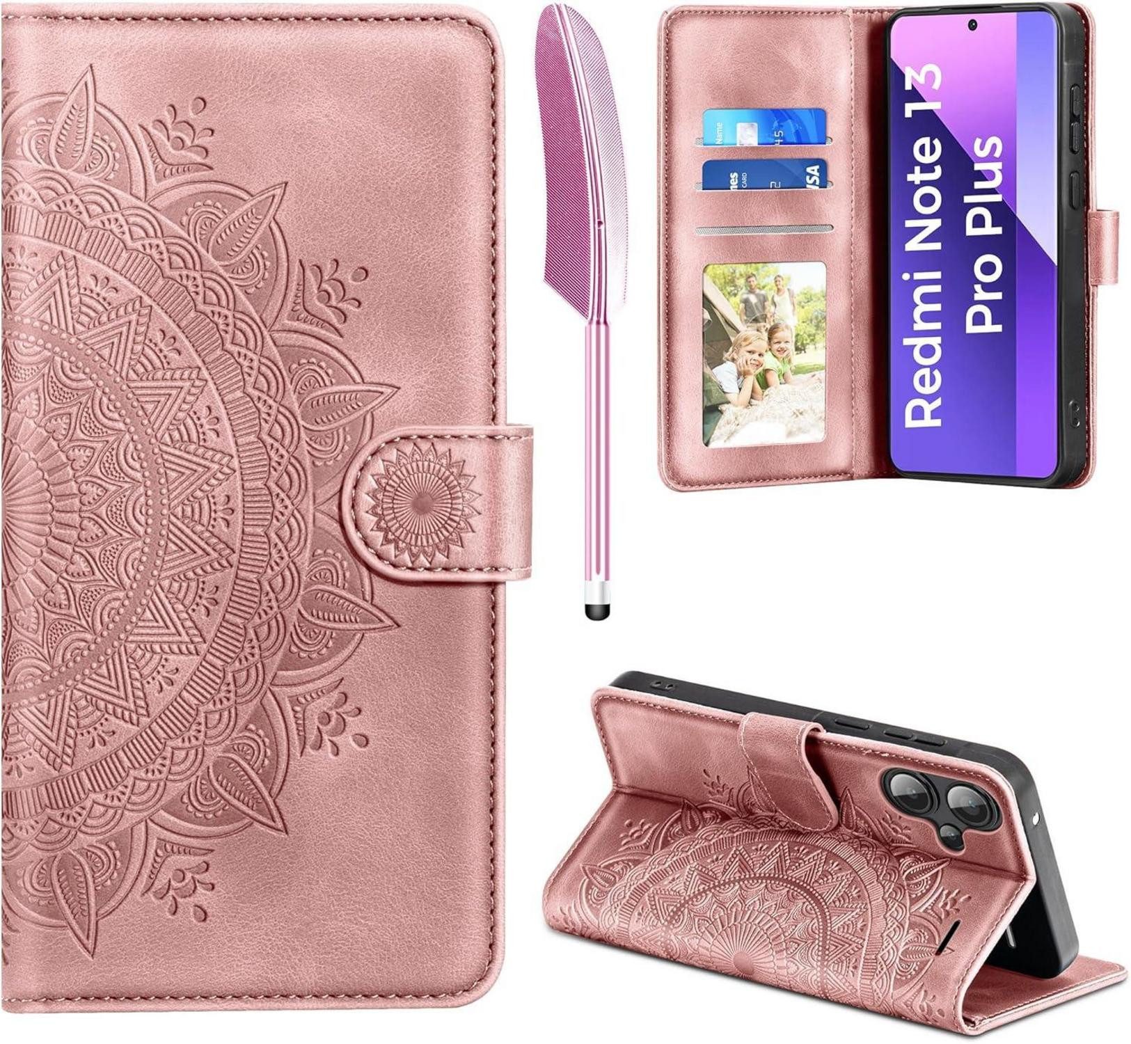 LuxusKollektion Handyhülle Handyhülle für Xiaomi Redmi Note 13 Pro Plus 5G Wallet Case Rose