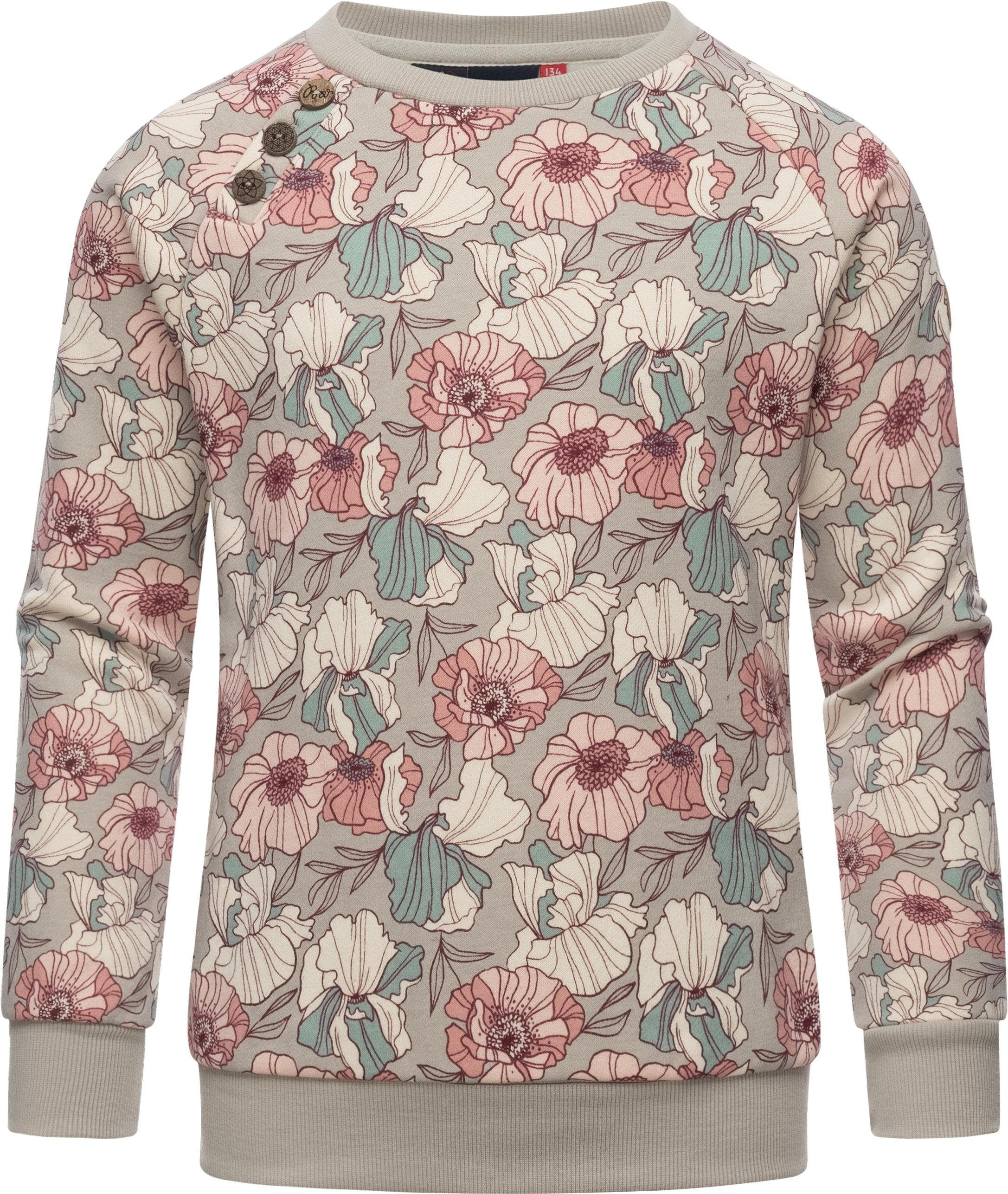 Ragwear Sweater Darinka Freesia stylisches Mädchen Sweatshirt mit Blumenmuster beige