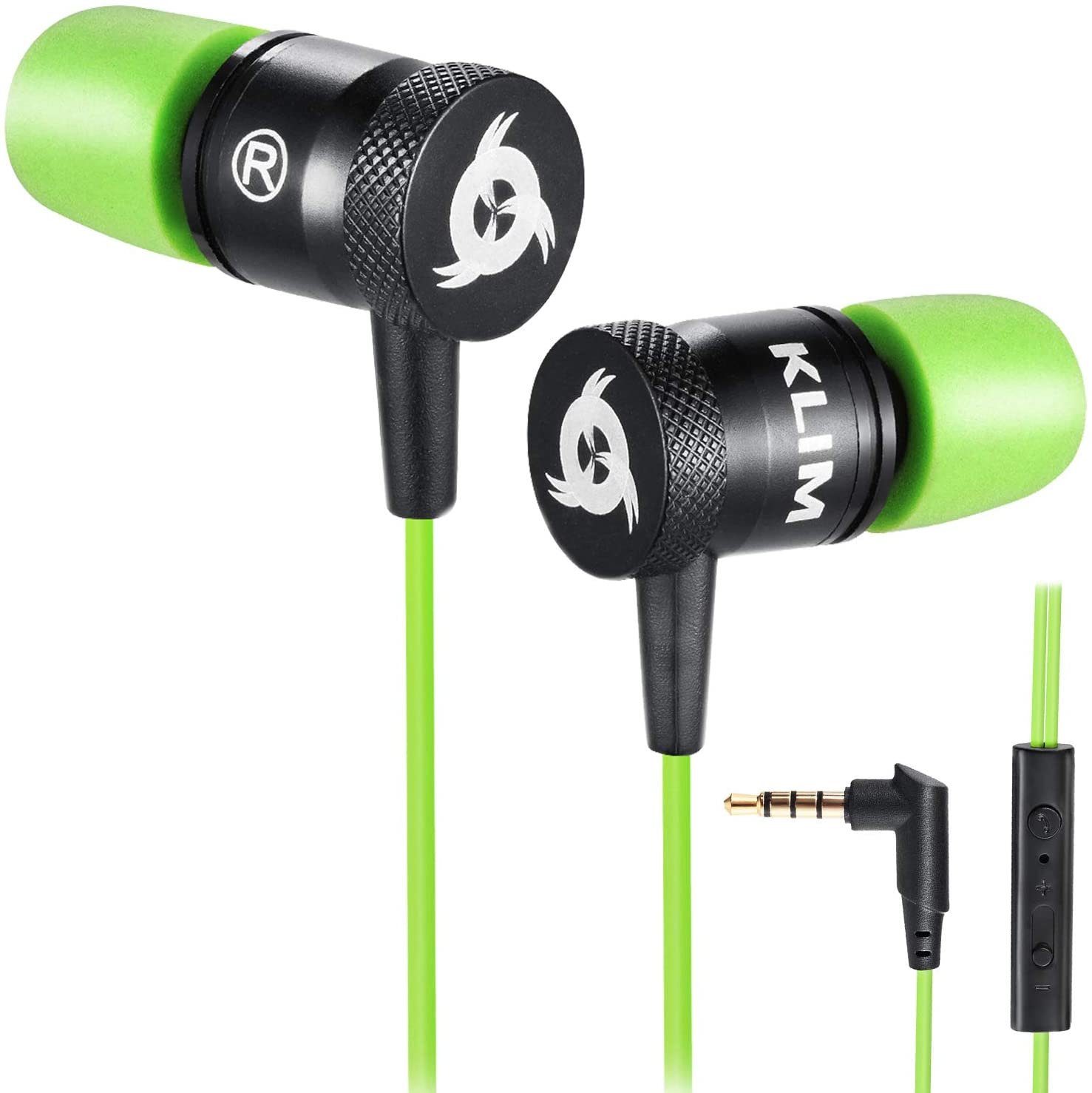 KLIM Fusion In-Ear-Kopfhörer (3,5mm Klinkenanschluss, Memory Foam Stöpsel) Grün