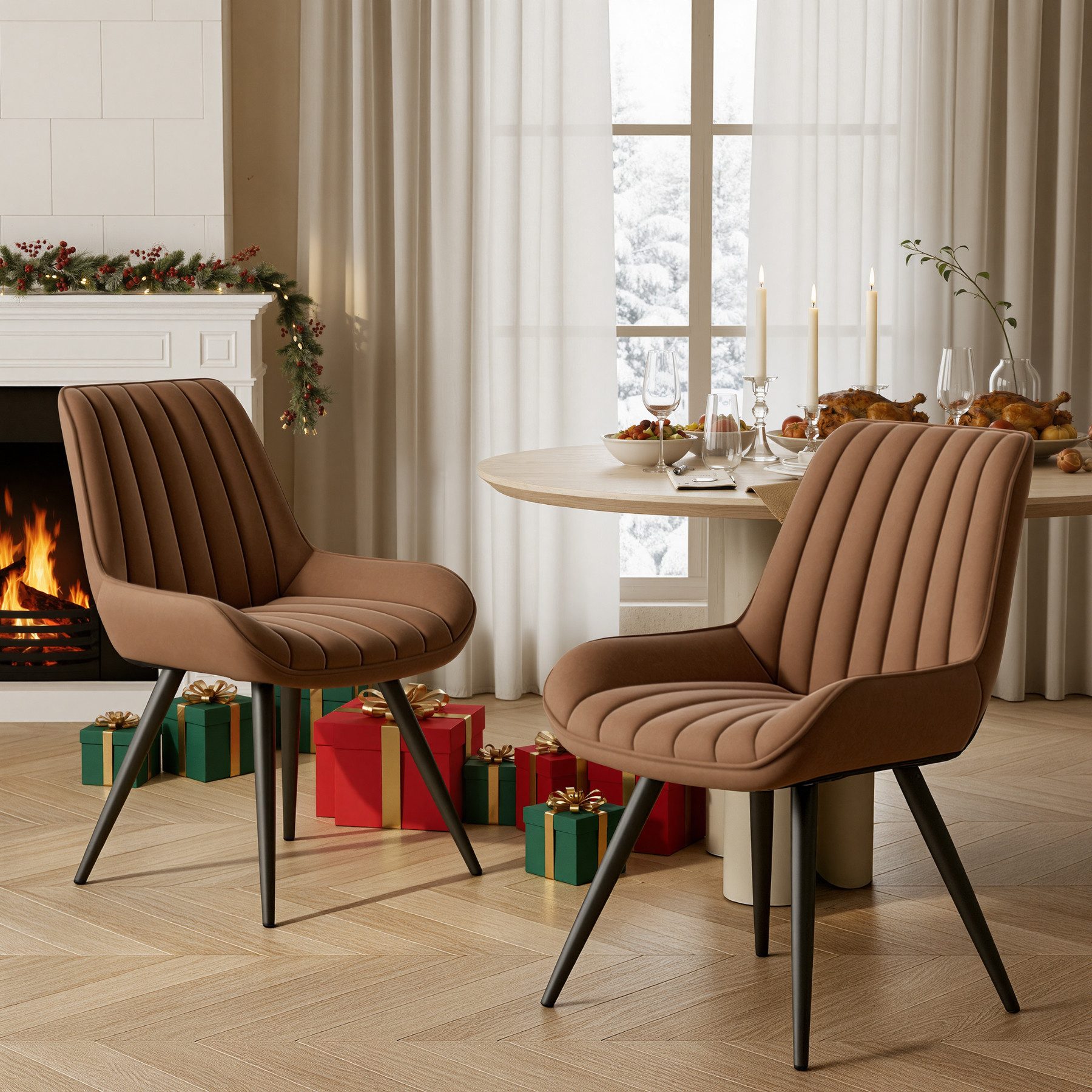 HawthyHome Esszimmerstuhl Stuhlset – Polsterstühle, Moderner Küchenstuhl (2 St), mit Ergonomischer Rückenlehne und Metallbeinen