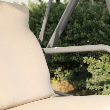 Angel Living Hollywoodschaukel Gartenschaukel 3 Sitzer mit Liegefunktion, 3,00-Sitzer, Relaxfunktion, Verstellbarem Sonnendach und Abnehmbarem Kissen, 173cm x 110cm x 151cm
