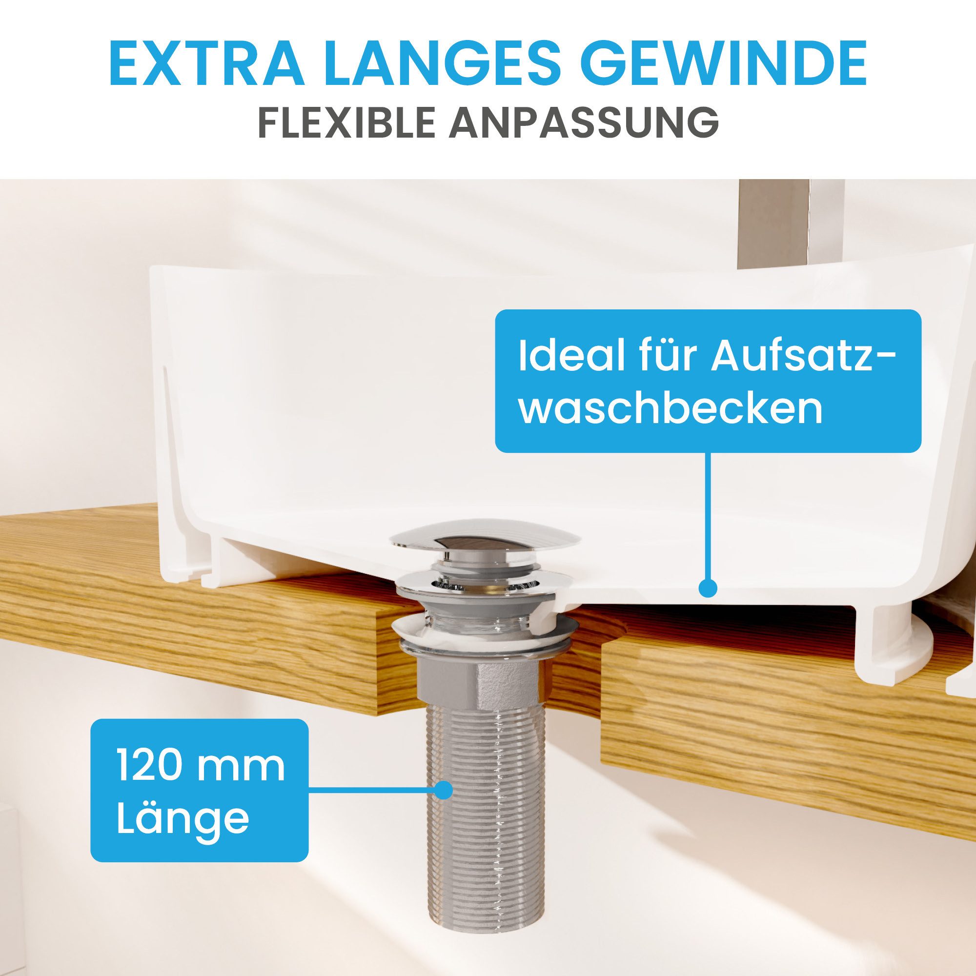 Bächlein Ablaufgarnitur Ablaufgarnitur Waschbeckenabfluss Pop Up - extra la günstig online kaufen