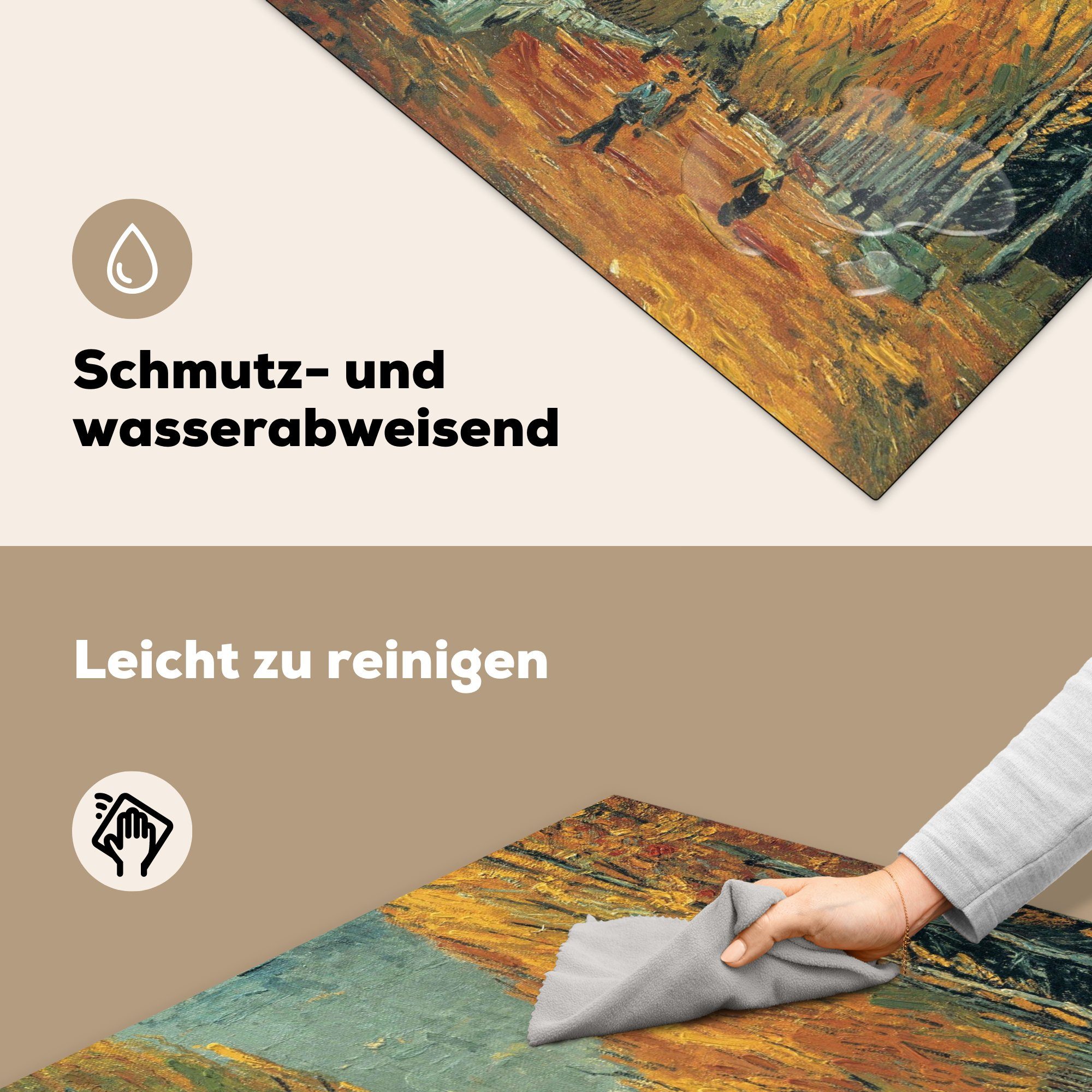 Ceranfeldabdeckung, - Elysische küche Vinyl, cm, Felder Vincent Herdblende-/Abdeckplatte MuchoWow Arbeitsplatte van für Gogh, tlg), (1 78x78