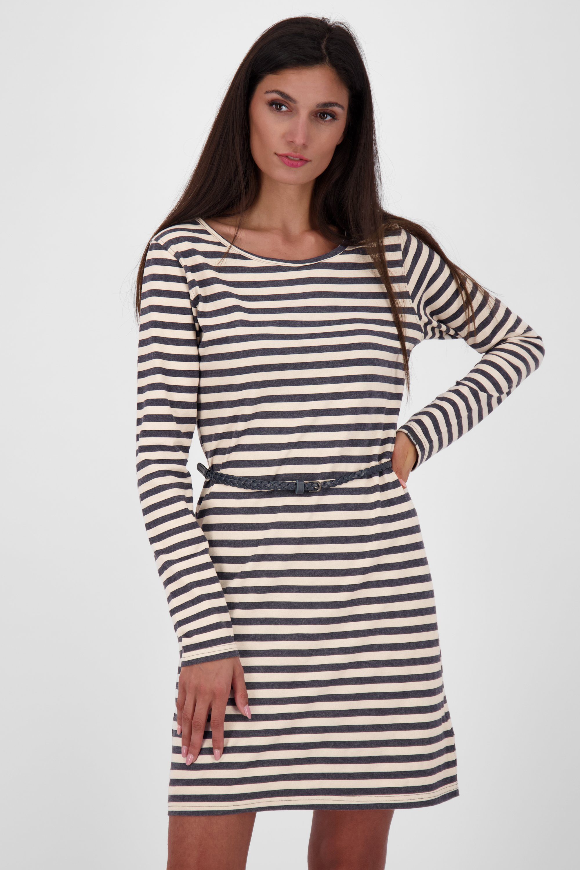 Alife & Kickin Kleid marine Longsleeve Blusenkleid Langarmkleid, Dress Z Damen EllinAK