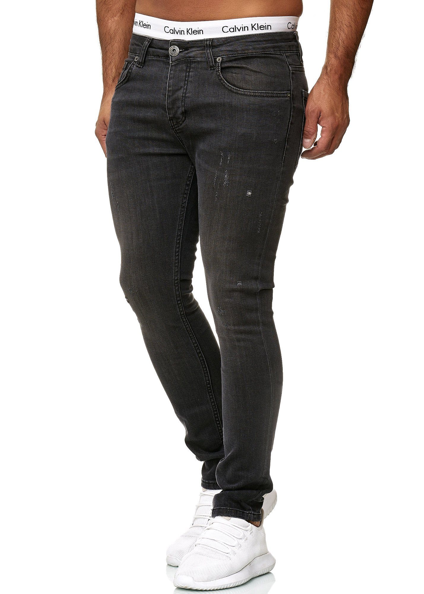 605 Grey Skinny-fit-Jeans Skinny Code47 Code47 Designer Hose Herren Fit Basic Deep Used Jeanshose Jeans Regular
