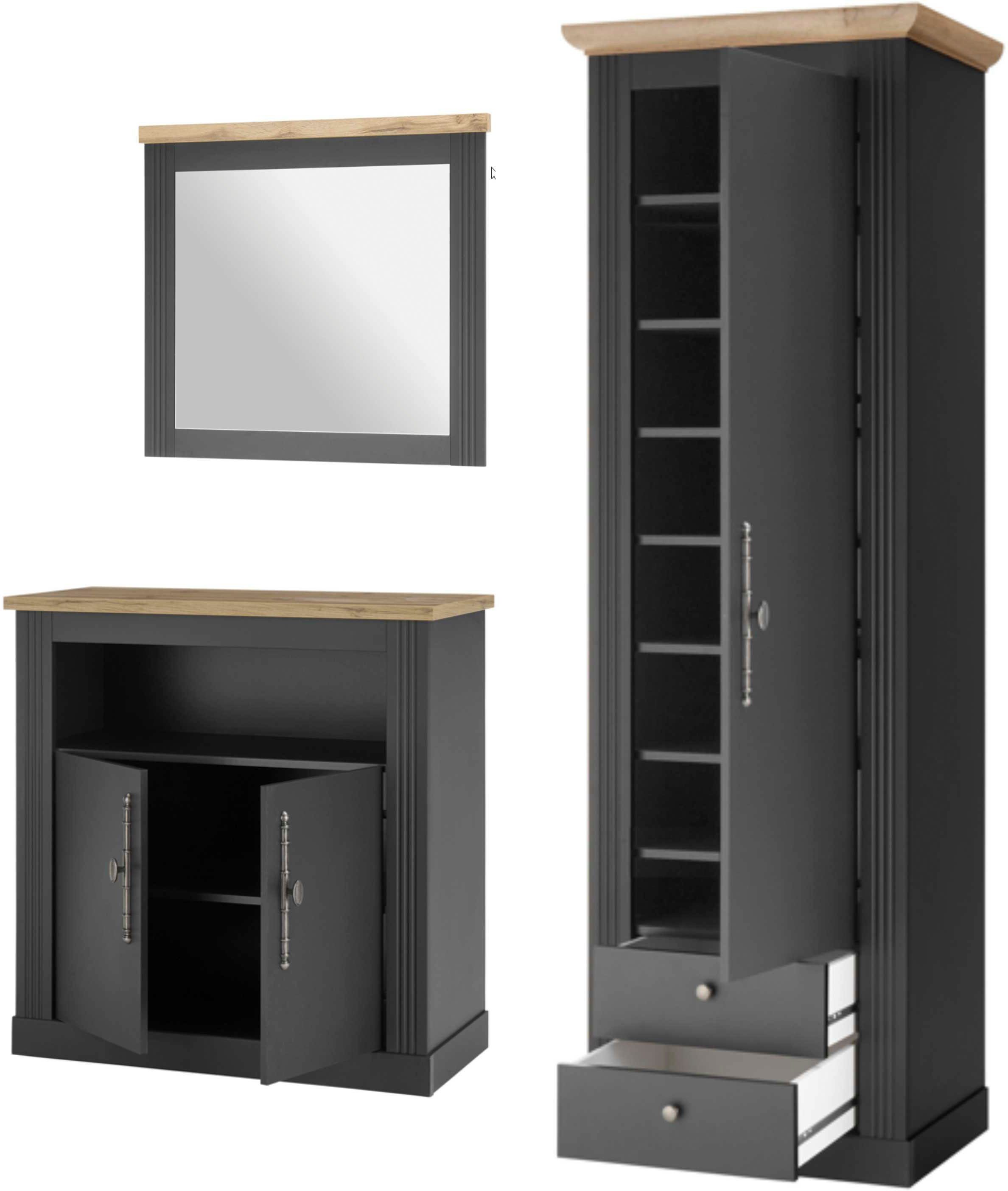 OTTO home Garderoben-Set WESTMINSTER TOPSELLER!, (3-St., Kommode, Spiegel, Garderobenschrank), im romantischen Landhausstil