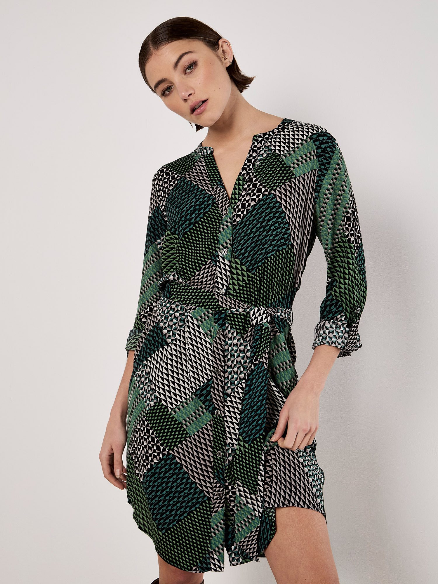 Minikleid Patchwork Hemdblusenkleid
