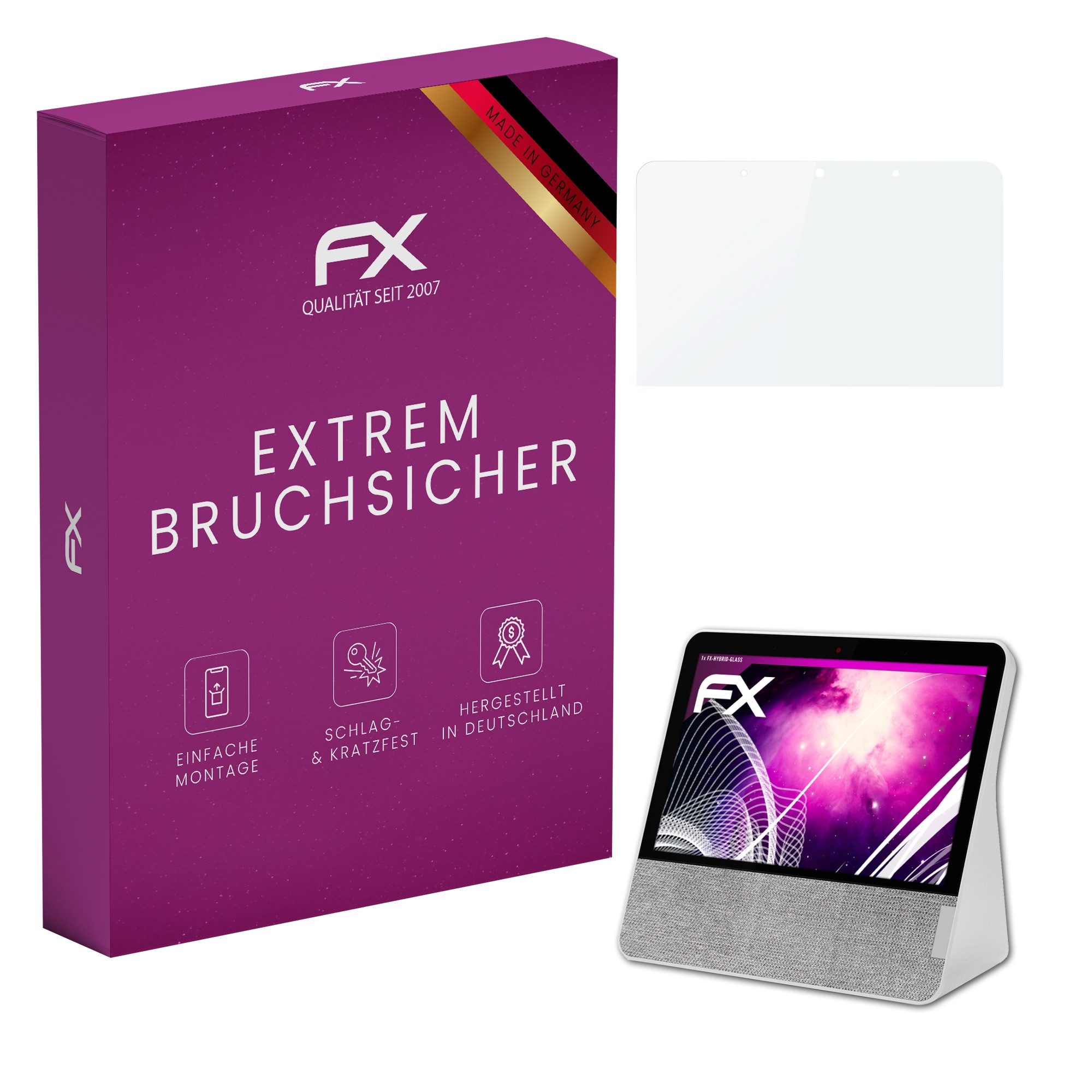 atFoliX Schutzfolie Panzerglasfolie für Lenovo Smart Display 7, Ultradünn und superhart