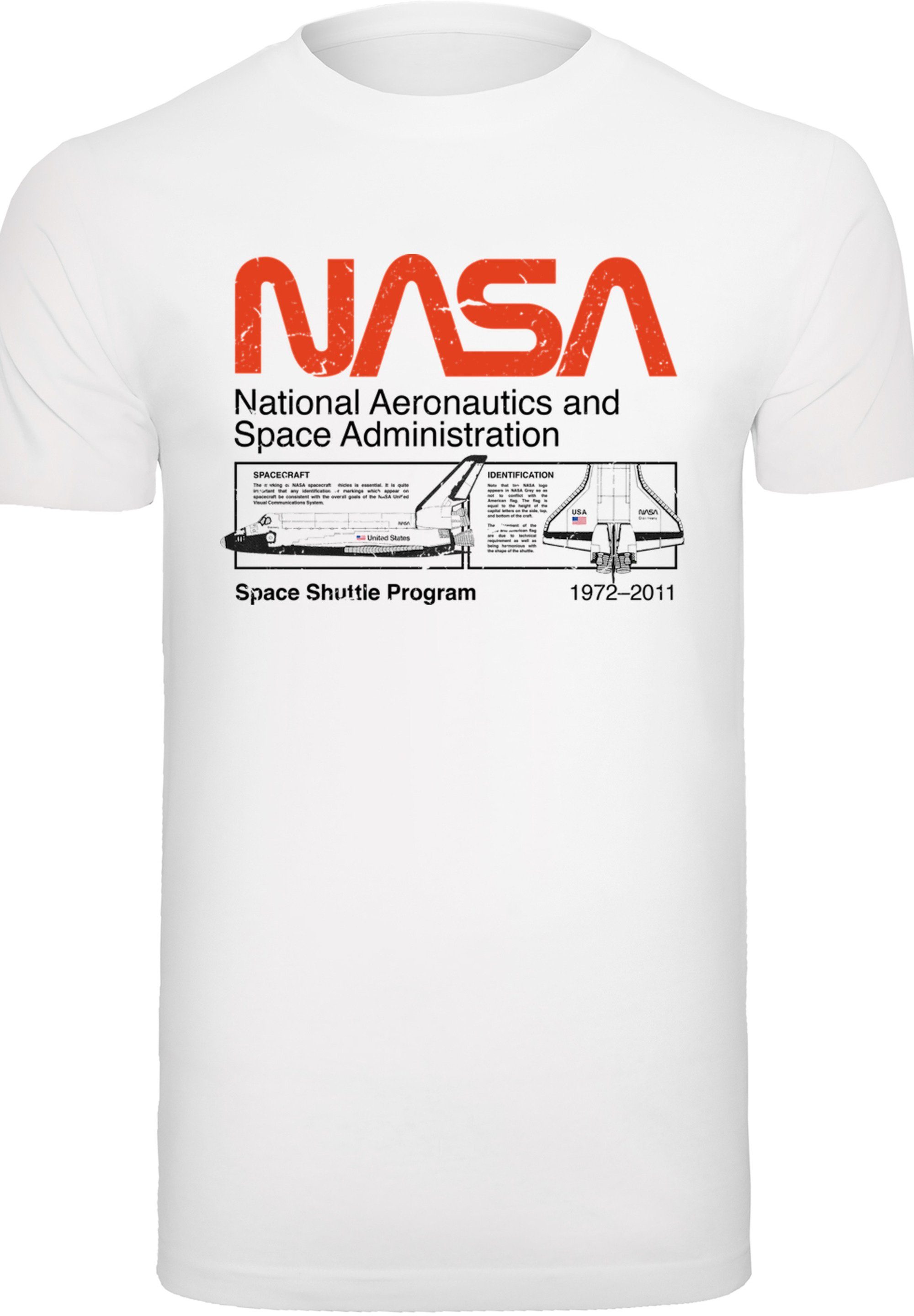 F4NT4STIC T-Shirt NASA Classic Shuttle Herren,Premium White Space Merch ,Regular-Fit,Basic,Bedruckt
