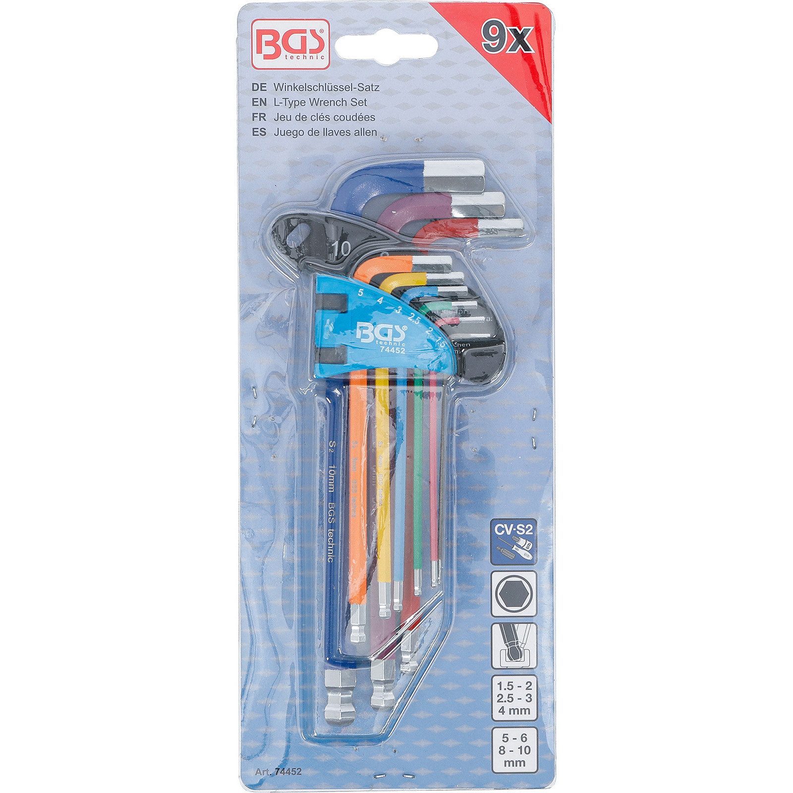 BGS Winkelschlüssel BGS Winkelschlüssel-Satz Multicolour Innensechskant Innensechskant mit