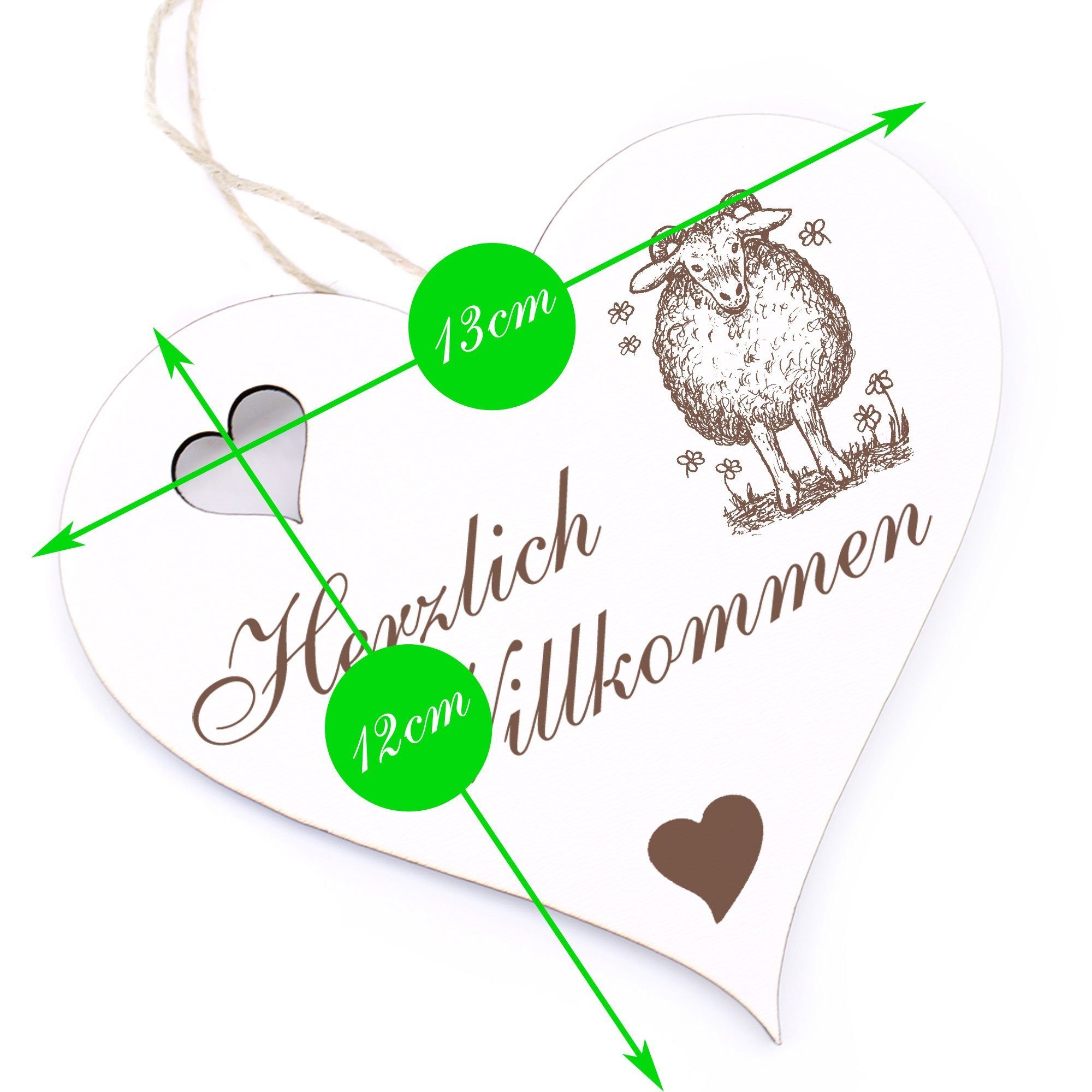 Dekolando Blume Schaf - 13x12cm Willkommen - Herzlich Hängedekoration mit