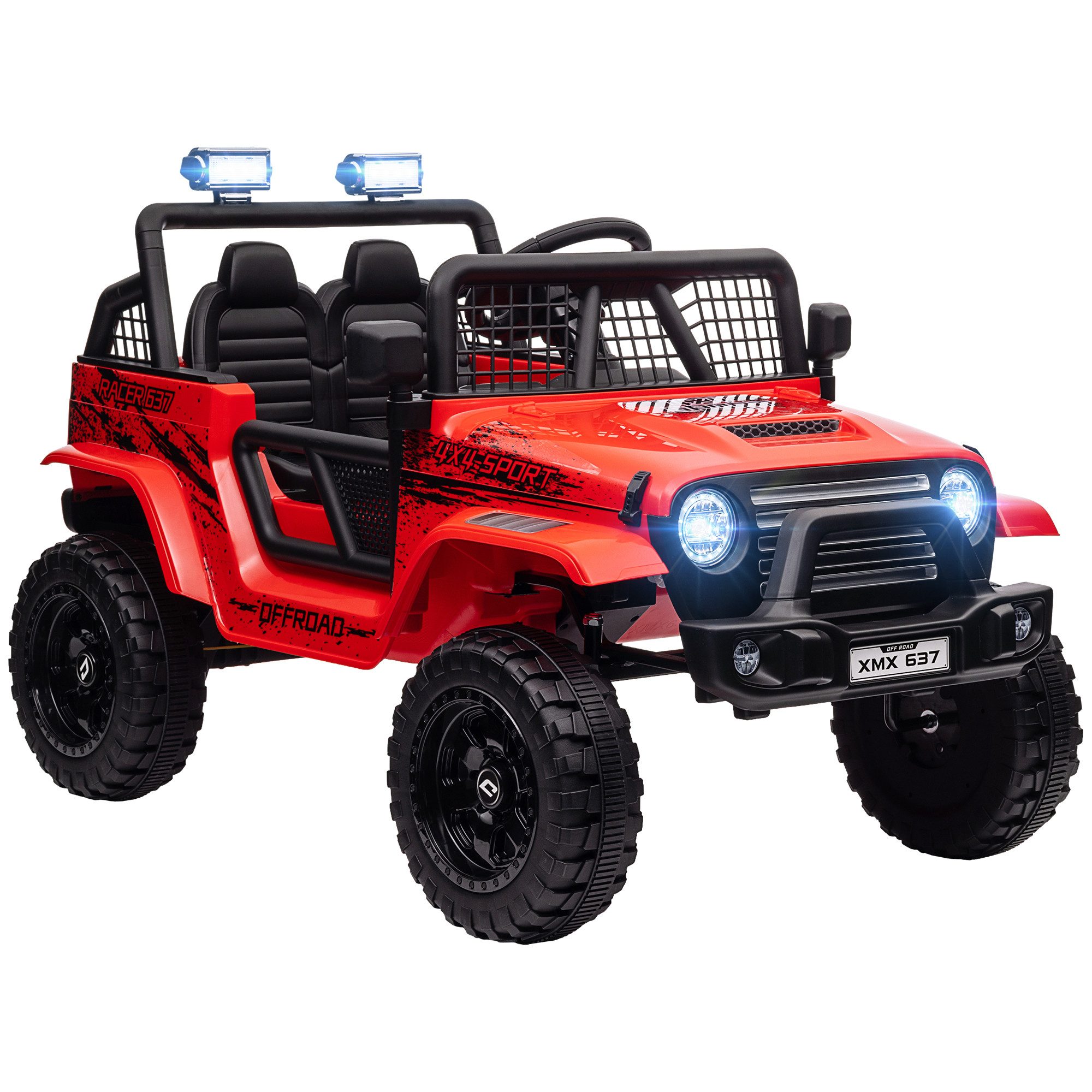 AIYAPLAY Elektro-Kinderauto mit Musikanschluss, 2,4G Fernbedienung, Scheinwerfer, Hupe, 3-5 km/h, Belastbarkeit 25 kg, (1-tlg), für Kinder 3-6 Jahre, Rot
