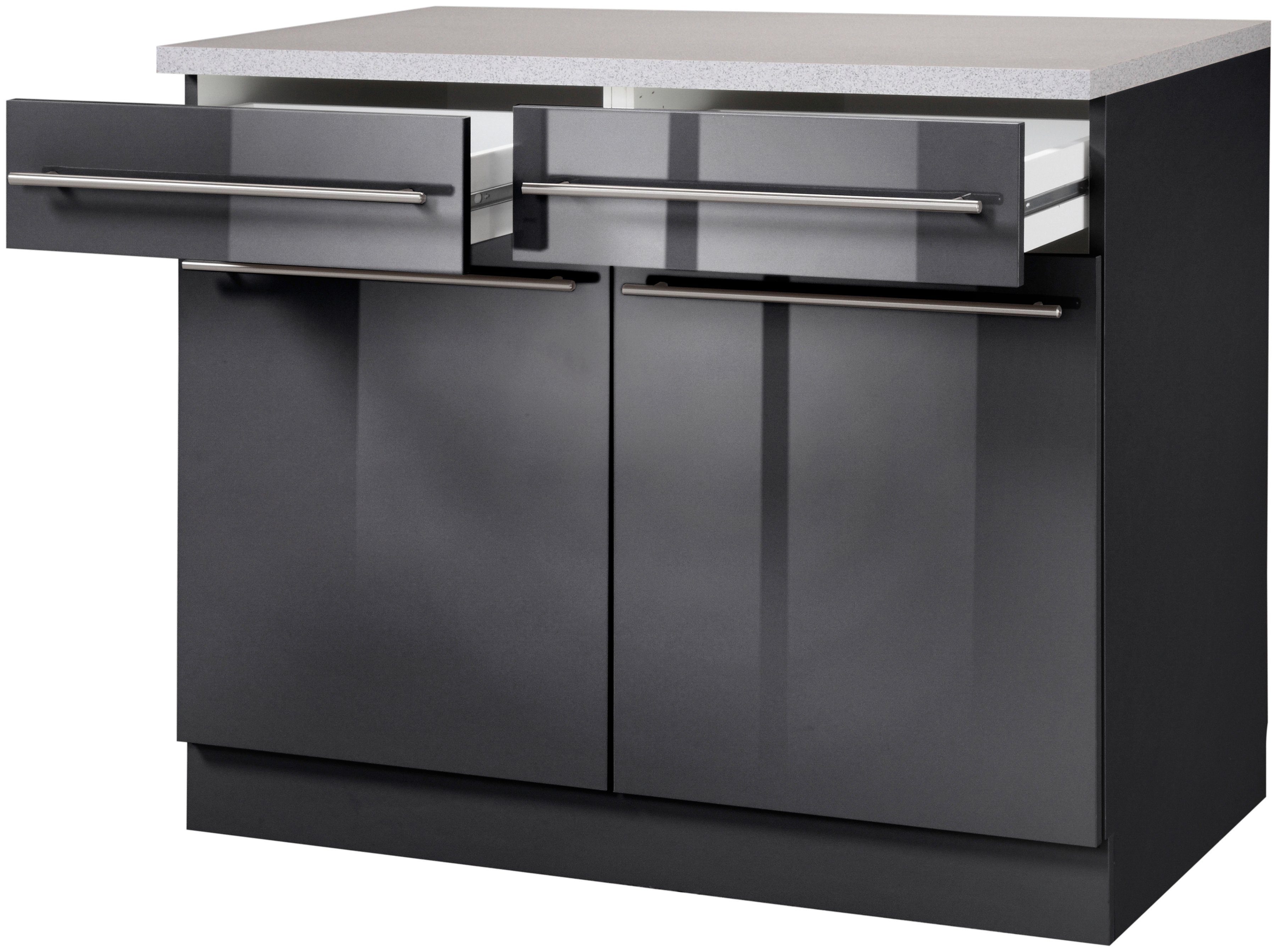 wiho Küchen Unterschrank Chicago 100 cm breit, 2 Schubkästen und 2 Türen, für viel Stauraum