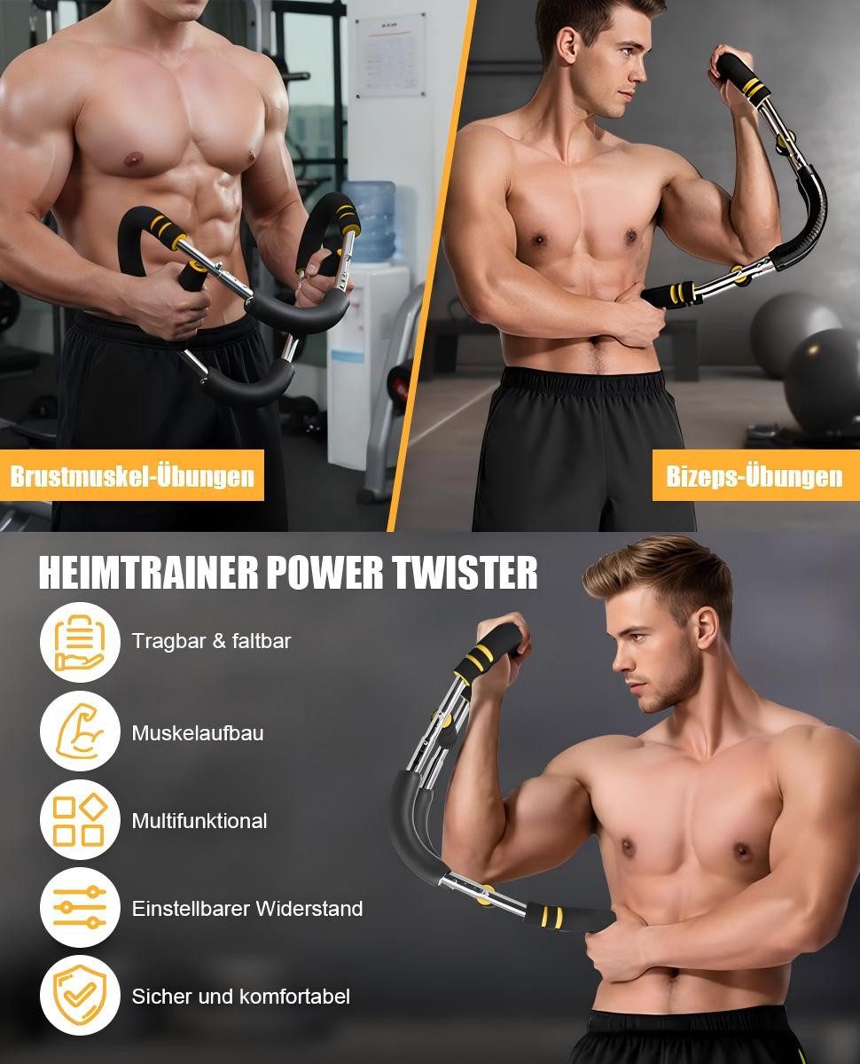 JOYOLEDER Multitrainer Twister Armtrainer Biegehantel, Verstellbares Brust Trainingsgerät &, (Muscle fit Gerät (30-50 kg / 70-110 lb), Tragbarer Power Twister, mit abnehmbarem Design, Trainingsgeräte für Zuhause, Büro & Reise)
