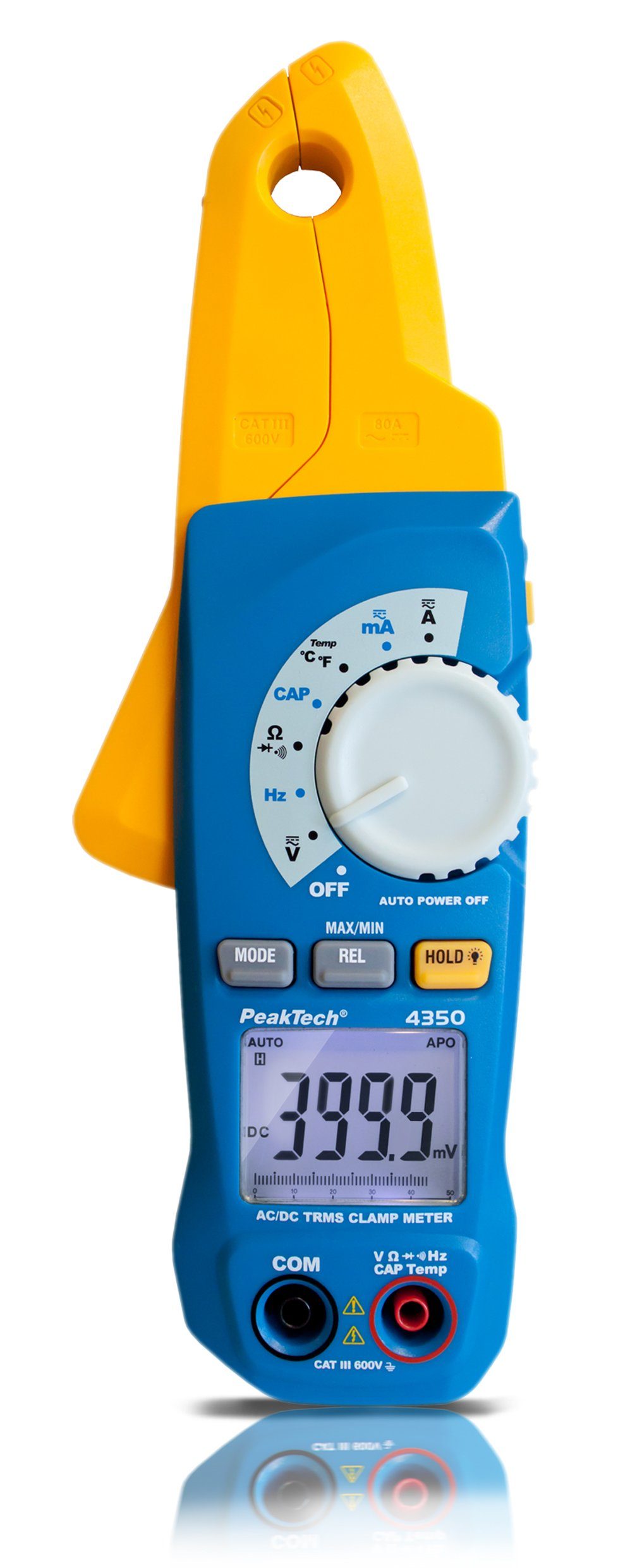 PeakTech Strommessgerät PeakTech P 4350: Stromzangenamperemeter ~ 4.000 Counts ~ 80 A AC/DC, 1-tlg.