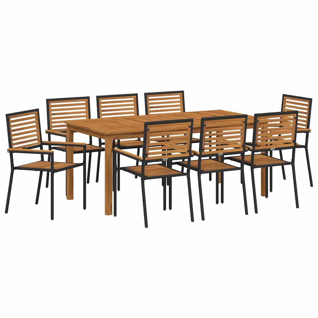 Gartenlounge-Set Garten Essgruppe 9 pcs Schwarz Massivholz