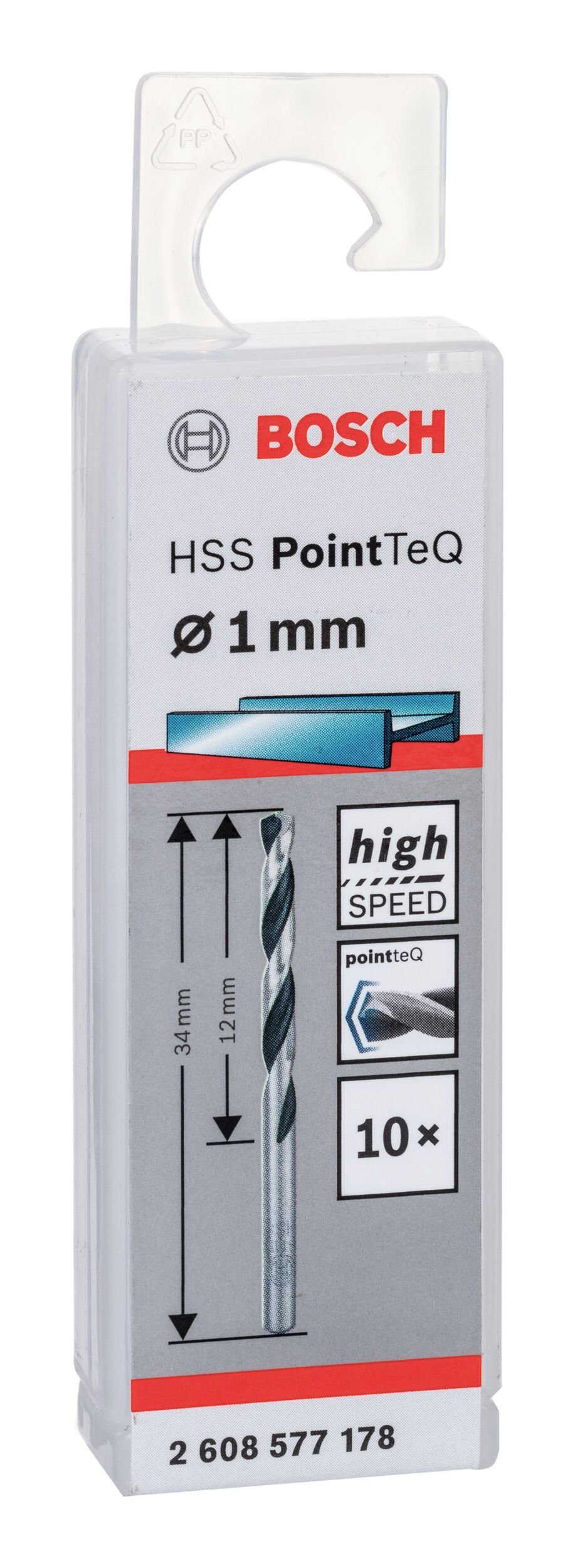 BOSCH Metallbohrer, (10 Stück), HSS mm - 1 (DIN Metallspiralbohrer 10er-Pack PointTeQ 338) 