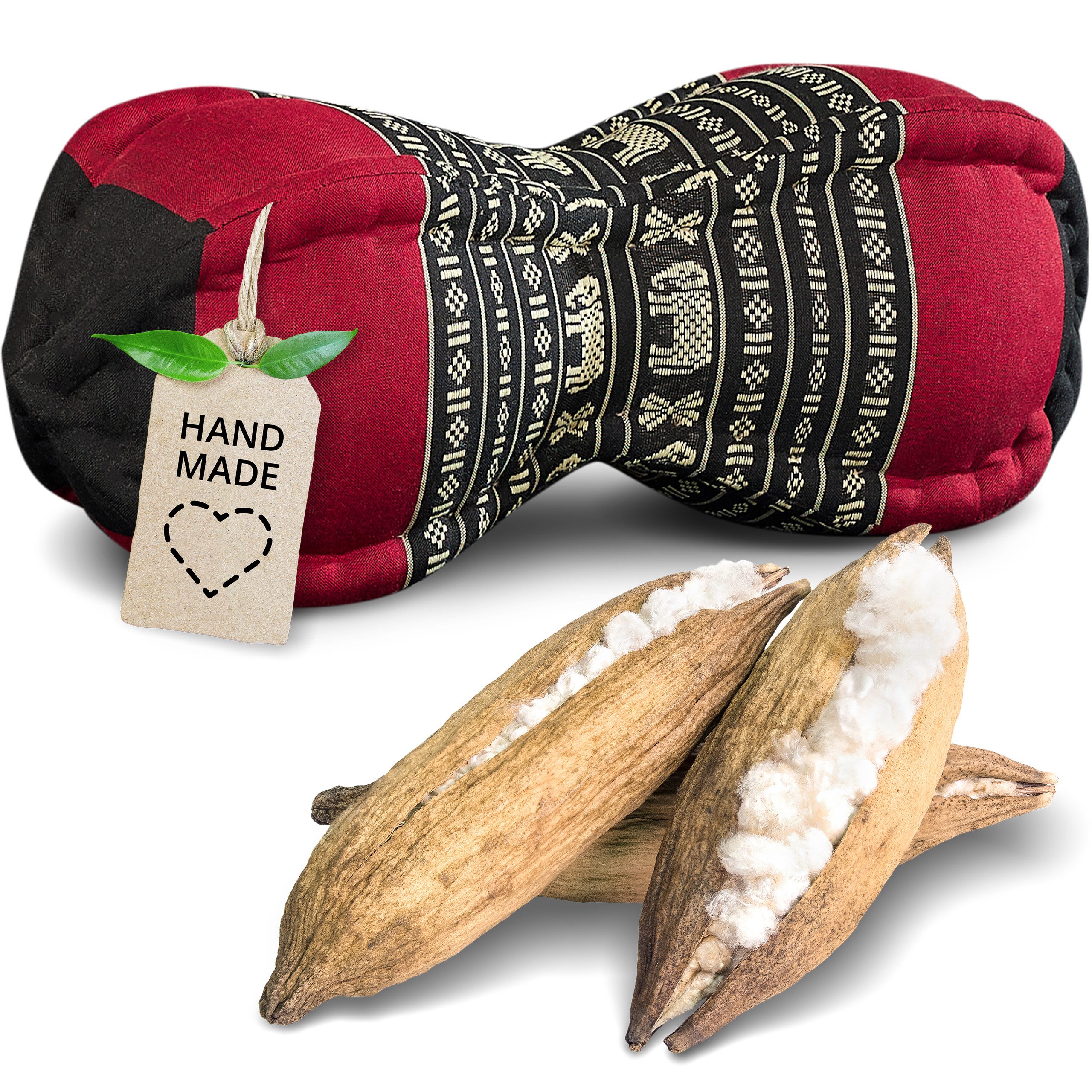 livasia Nackenstützkissen Papayakissen, vegan und handgefertigt, Ø 13x43cm, Kapok