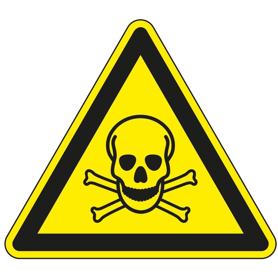 Hinweisschild Warnschild Warnung vor giftigen Stoffen, ASR/ISO, Kunststoff, SL 200mm