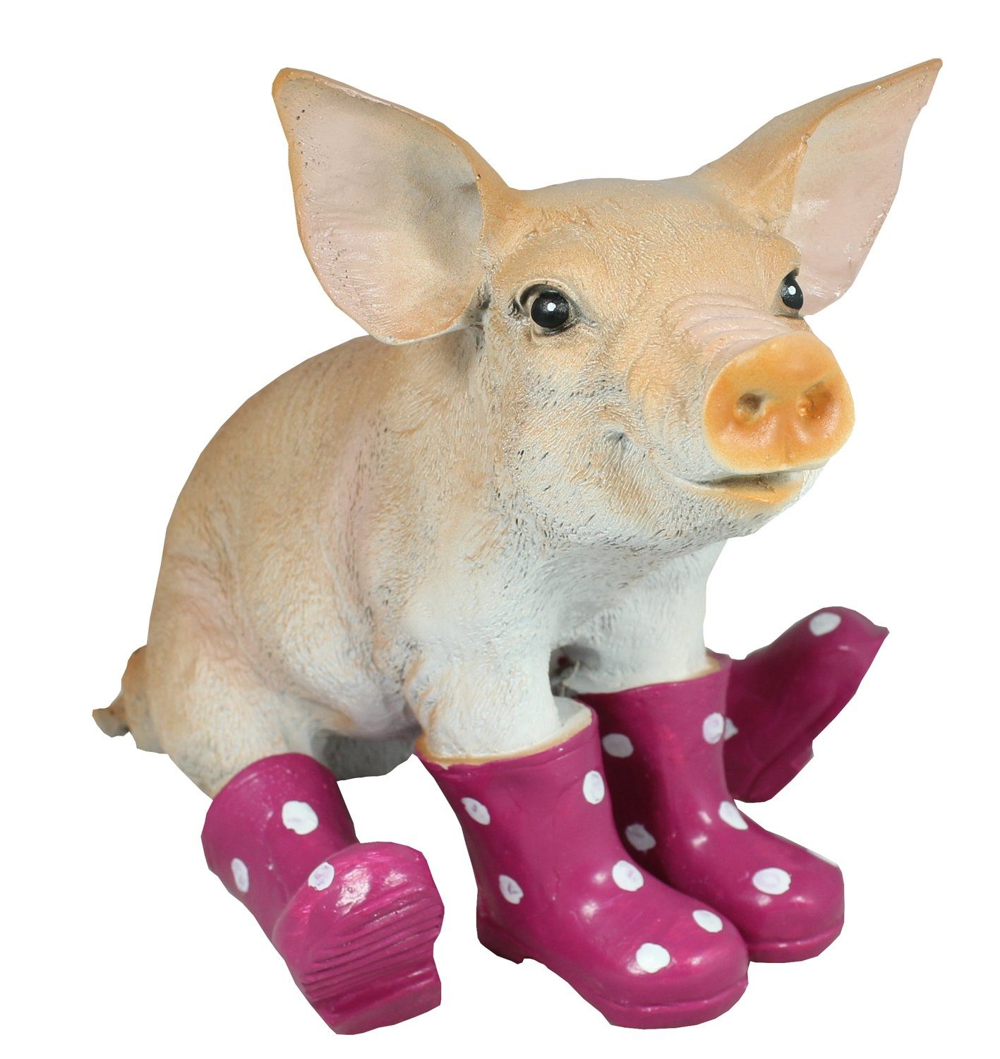 colourliving Dekofigur Deko Schwein Sau mit Stiefel in brombeer