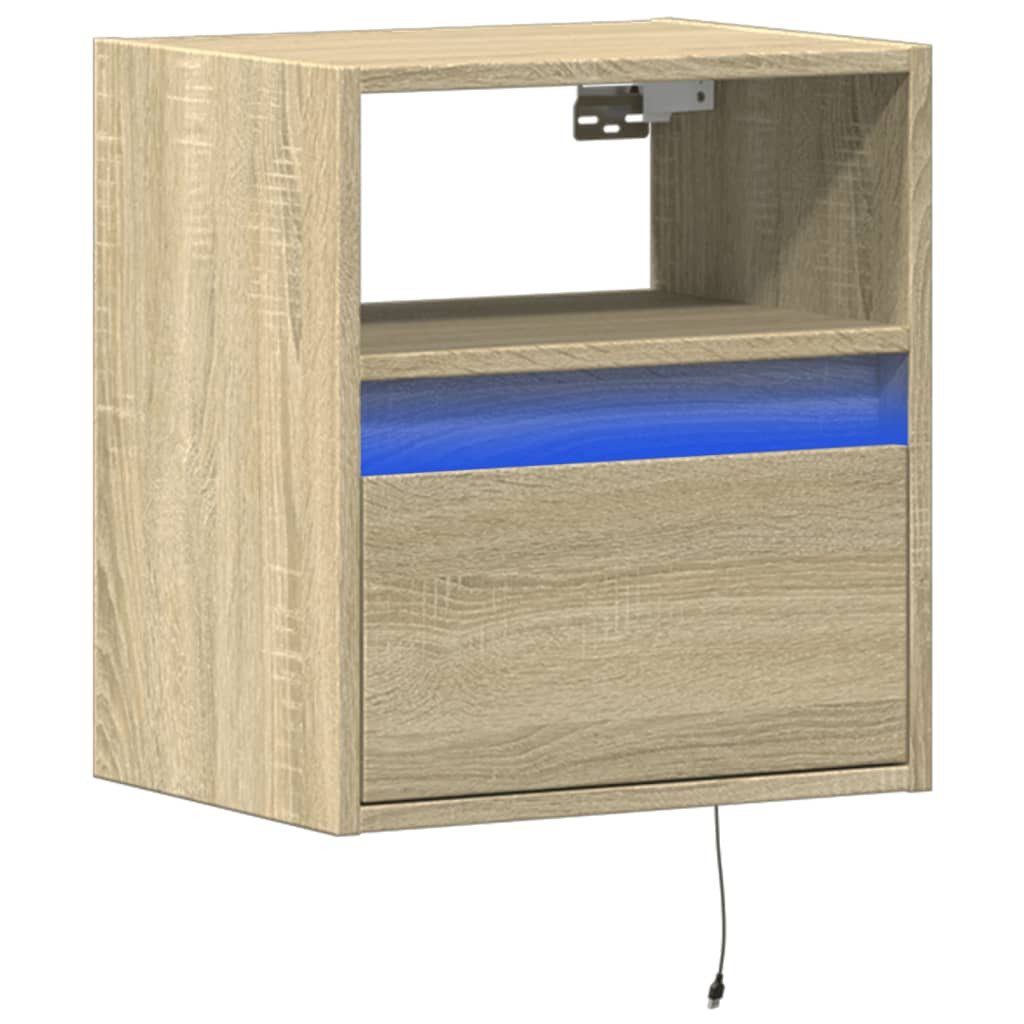 vidaXL Nachttisch Wand-Nachttisch mit LED-Leuchten Sonoma-Eiche günstig online kaufen