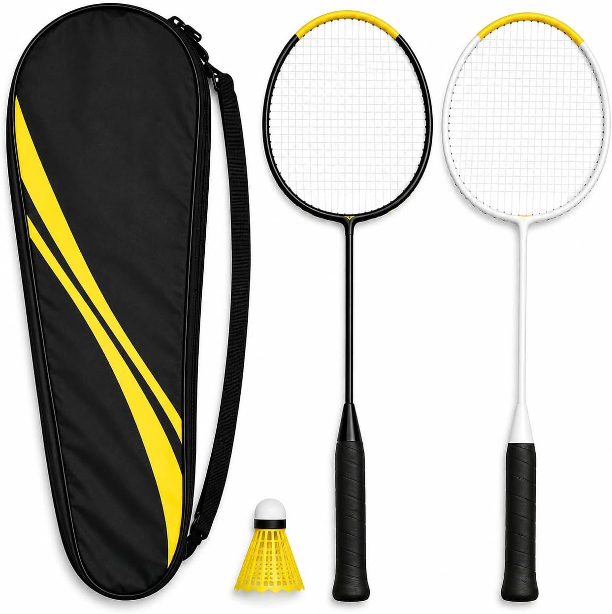 TK Gruppe Badmintonschläger Badminton Set mit 2 Schlägern, Badmintonball & Tragetasche – Federball