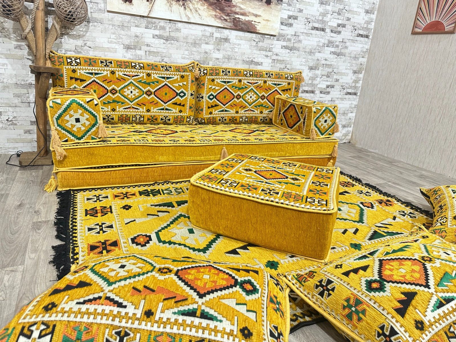 CaddeBuy Sofa Orientalische Sitzecke, Sitzkissen, Orientalisches Sofa, Bodensofa, 11 Teile