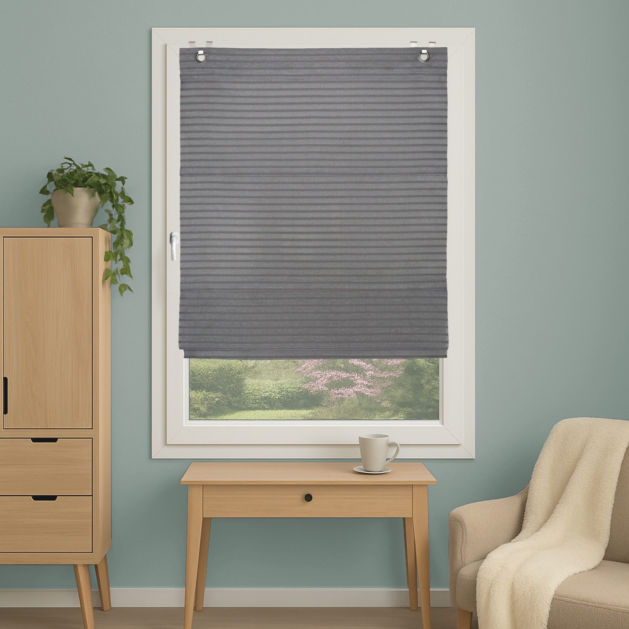 HOME WOHNIDEEN Magnetrollo JACOB, mit Hakenaufhängung, ohne Bohren und Schrauben, Querstreifen
