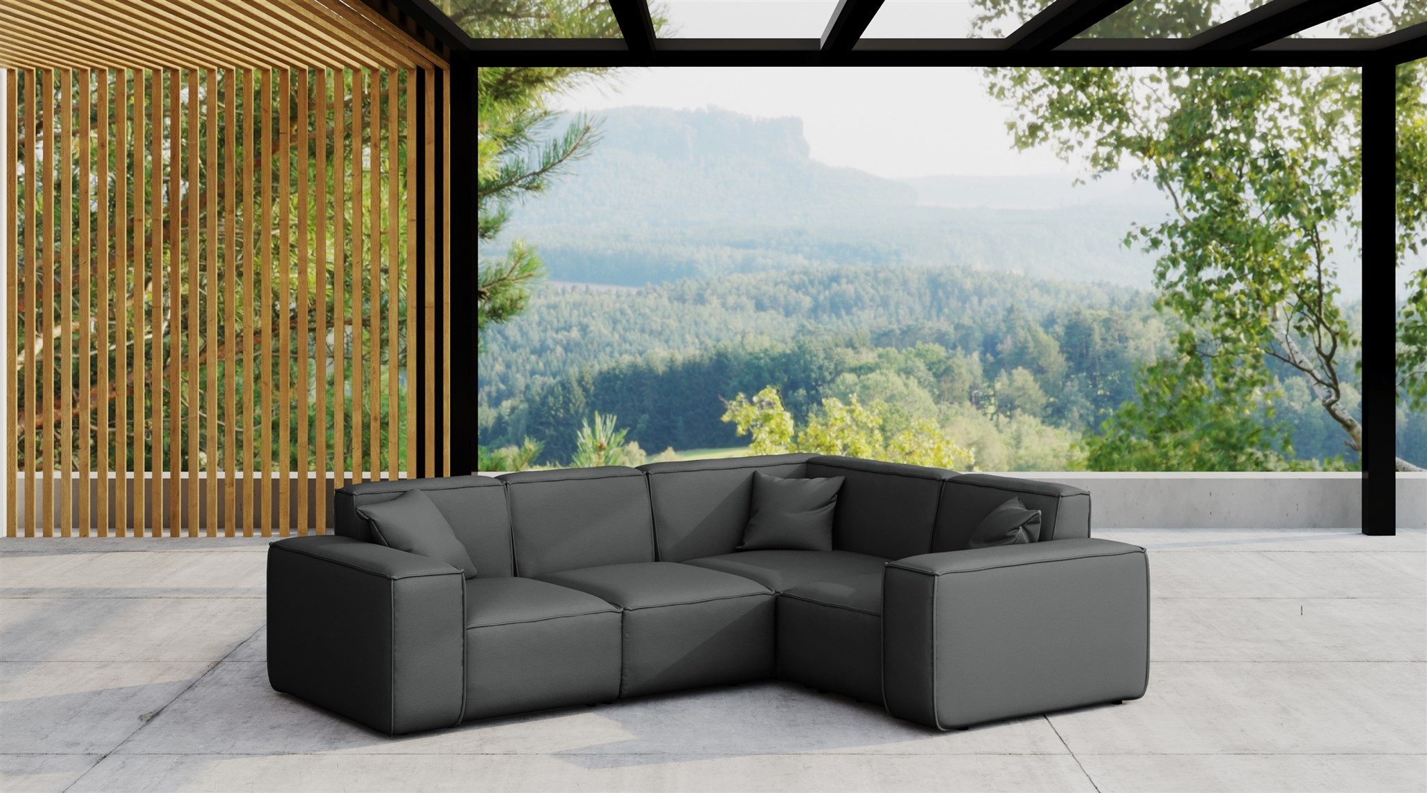 Fun Möbel Loungesofa Gartenmöbel Garten Ecksofa SUMMER, Kurzer Schenkel rechts oder links wählbar, Pflegeleichter und wetterfester Bezug
