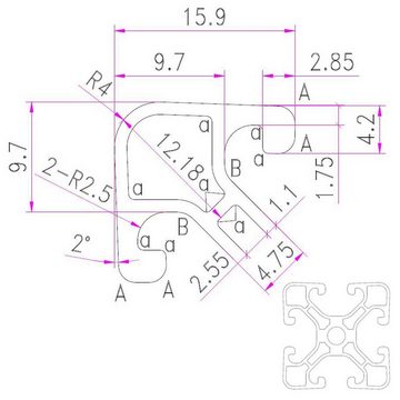 SCHMIDT systemprofile Profil 1500mm Aluminium Profil 40x40mm Nut 8 Anthrazit 4040