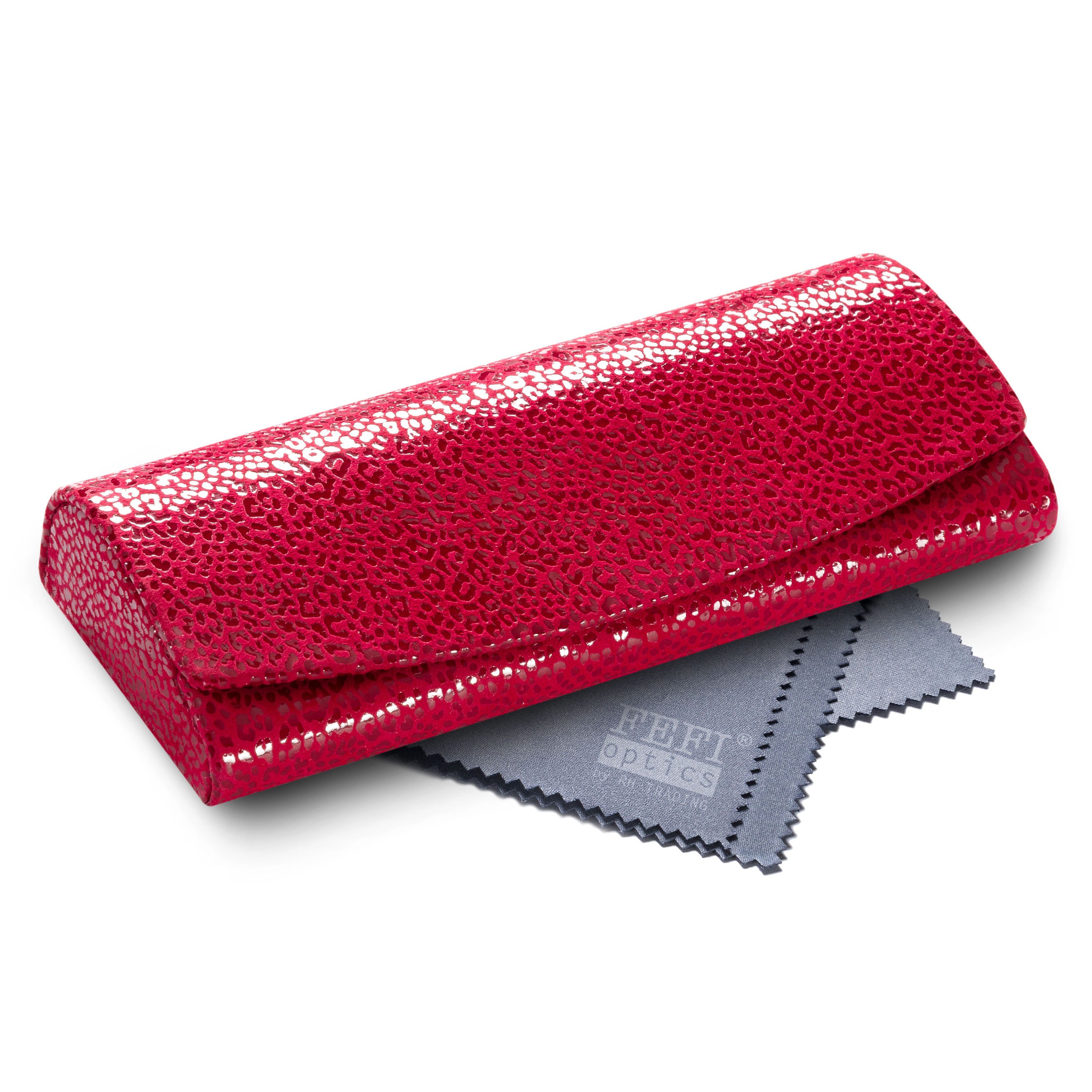 FEFI Brillenetui Hardcase aus Echt-Leder – Handmade mit strukturierter Oberfläche, Set aus 1 Etui + hochwertigem Mikrofasertuch